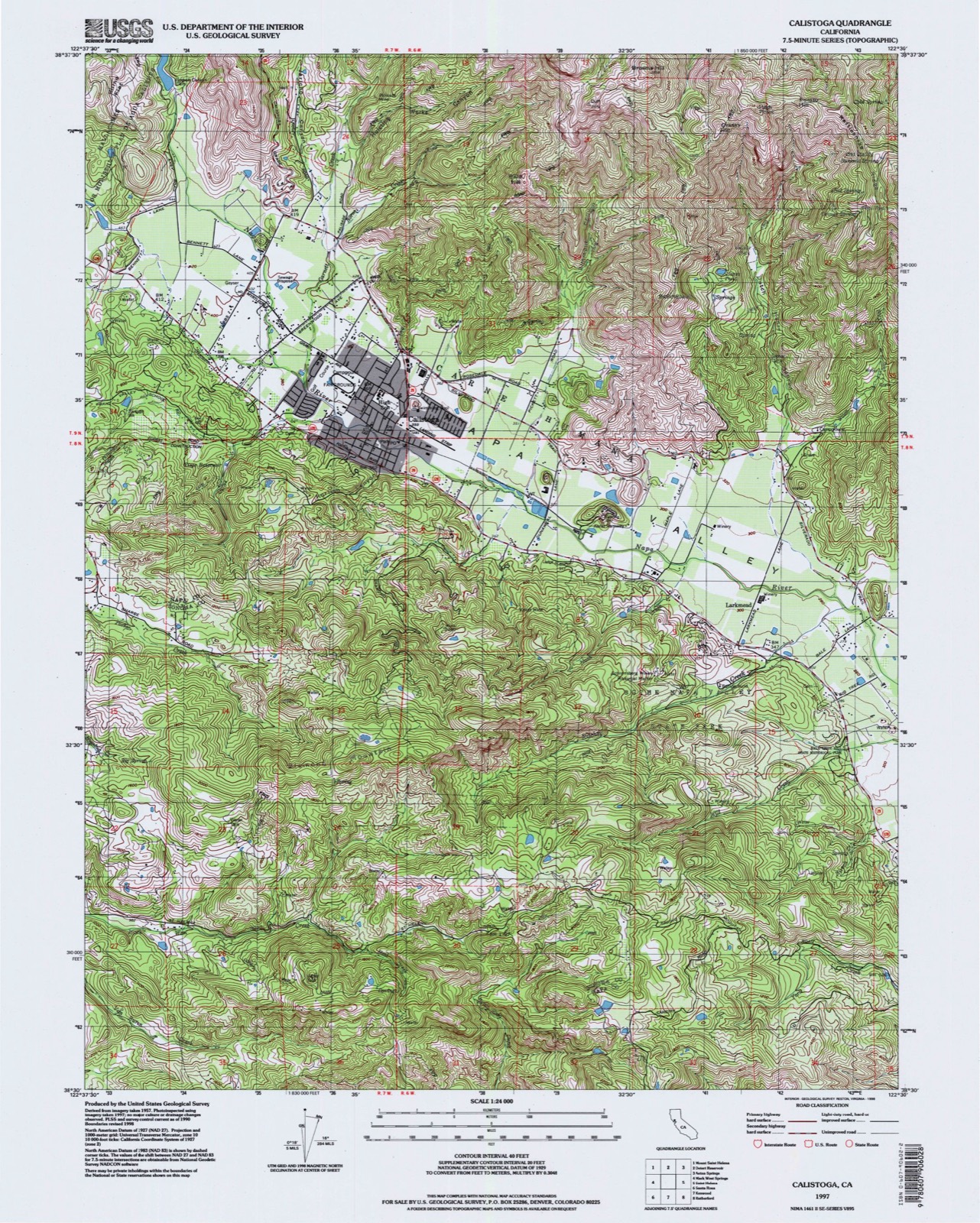 Topographic sheet covering Schramsberg Vineyard, surveyed 1997
