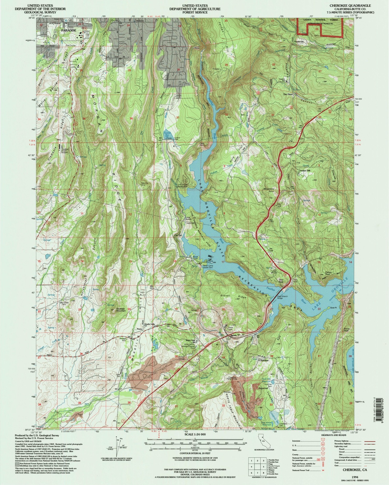 Topographic sheet of Yankee Hill, surveyed 1994