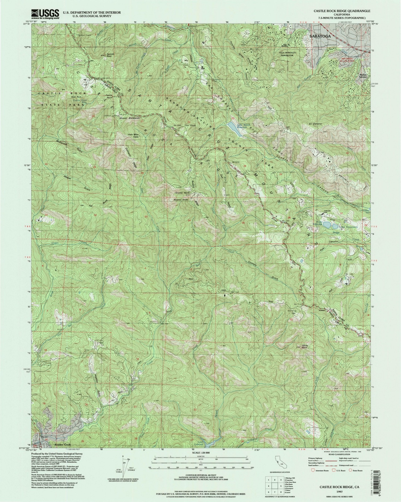 Topographic sheet of Boulder Creek, surveyed 1997