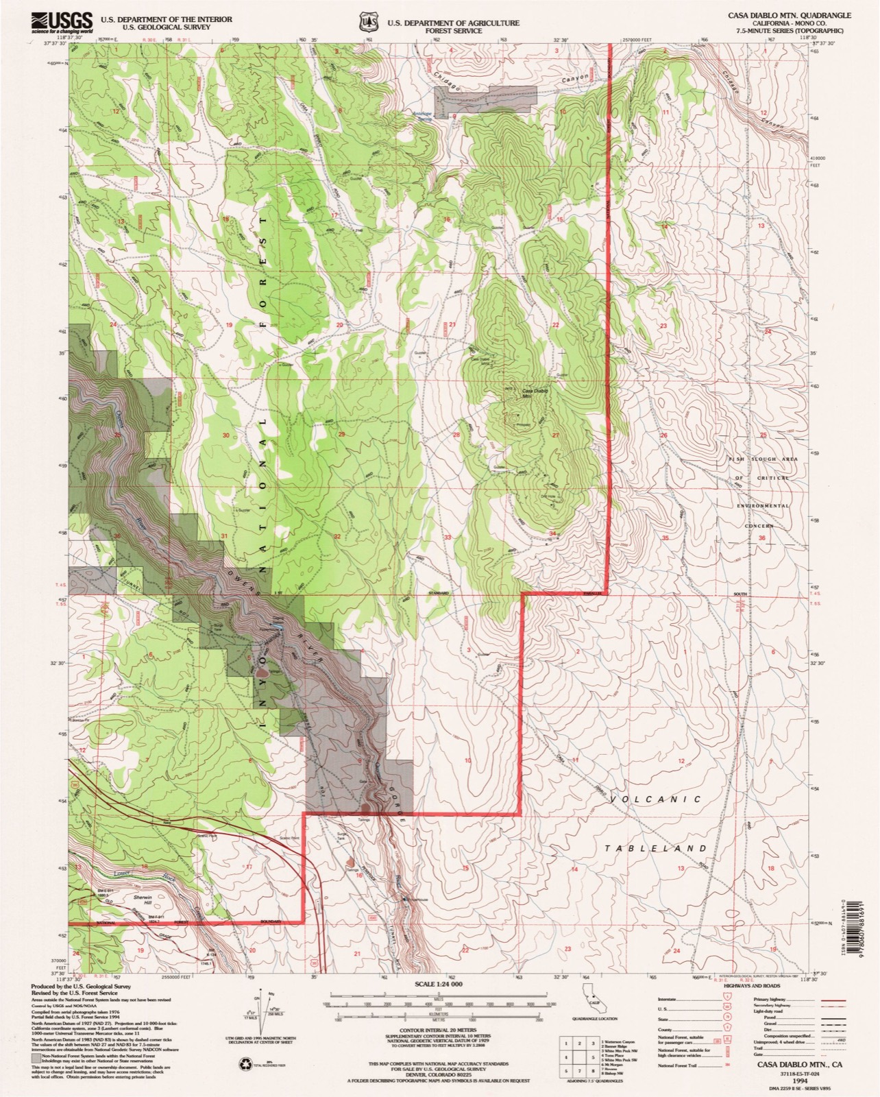 Topographic sheet of Mesa Camp, surveyed 1994