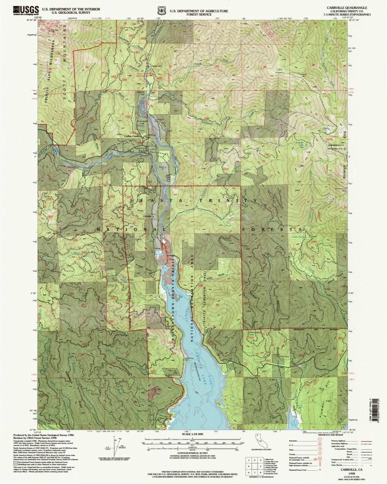 Topographic sheet of Coffee Creek, surveyed 1998