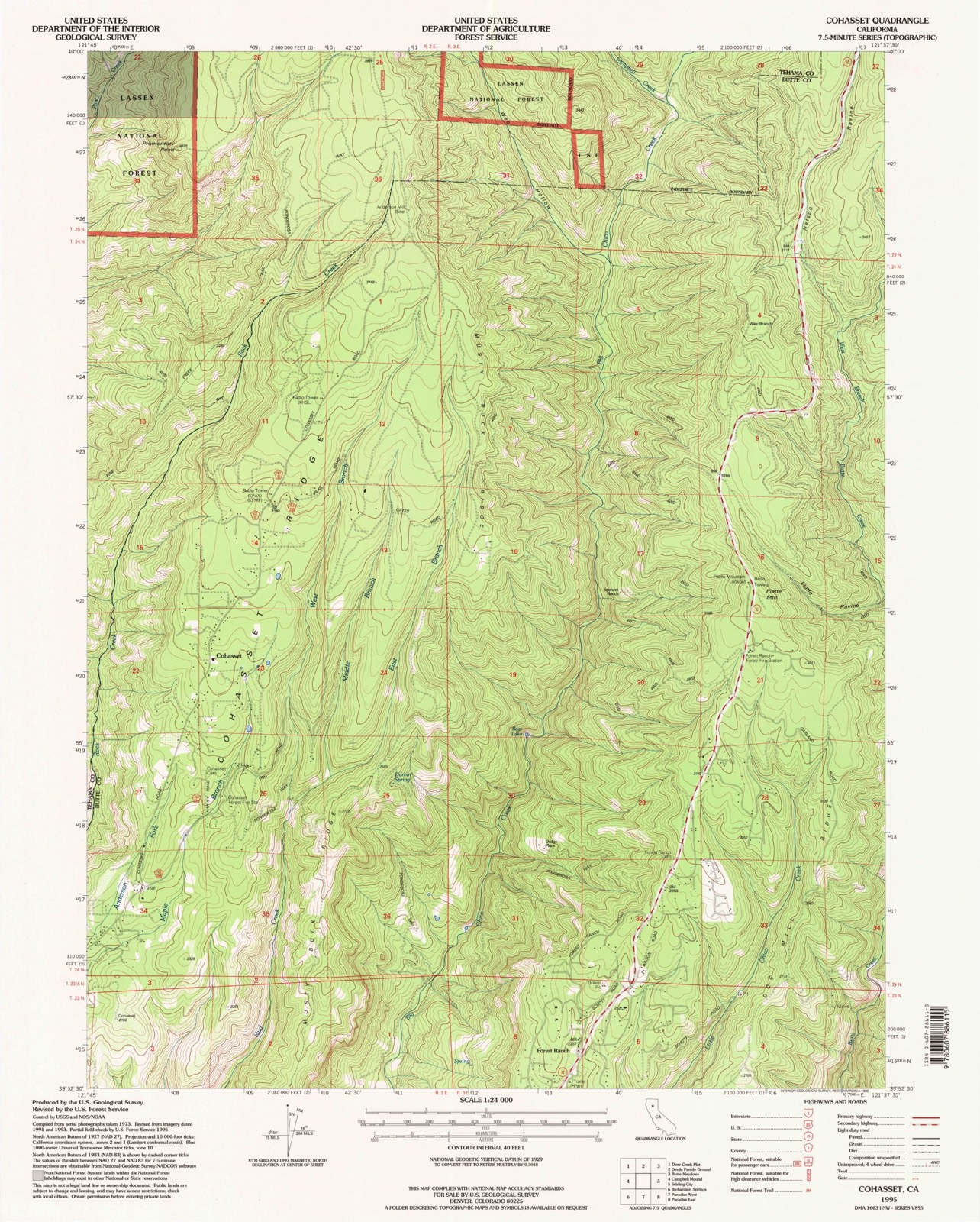 Topographic sheet of Cohasset, surveyed 1995