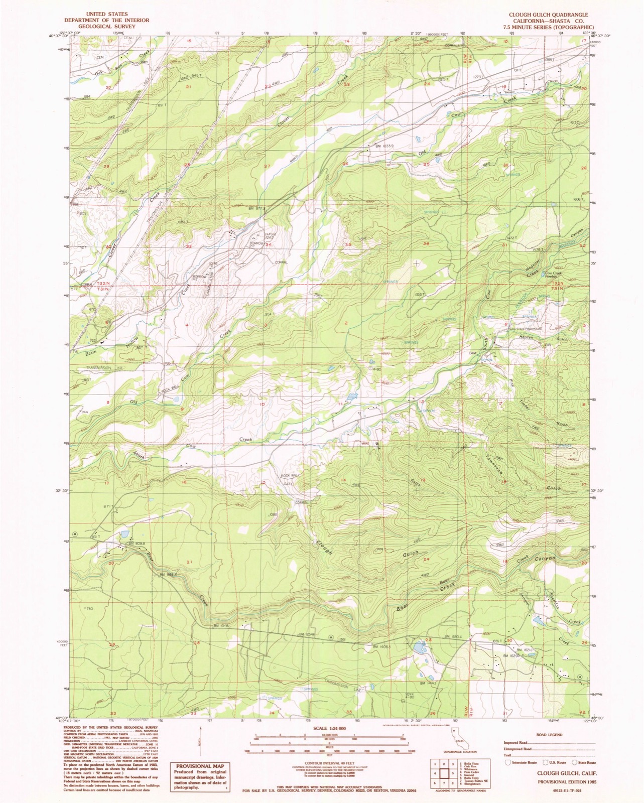 Topographic sheet of Ellis (historical), surveyed 1985