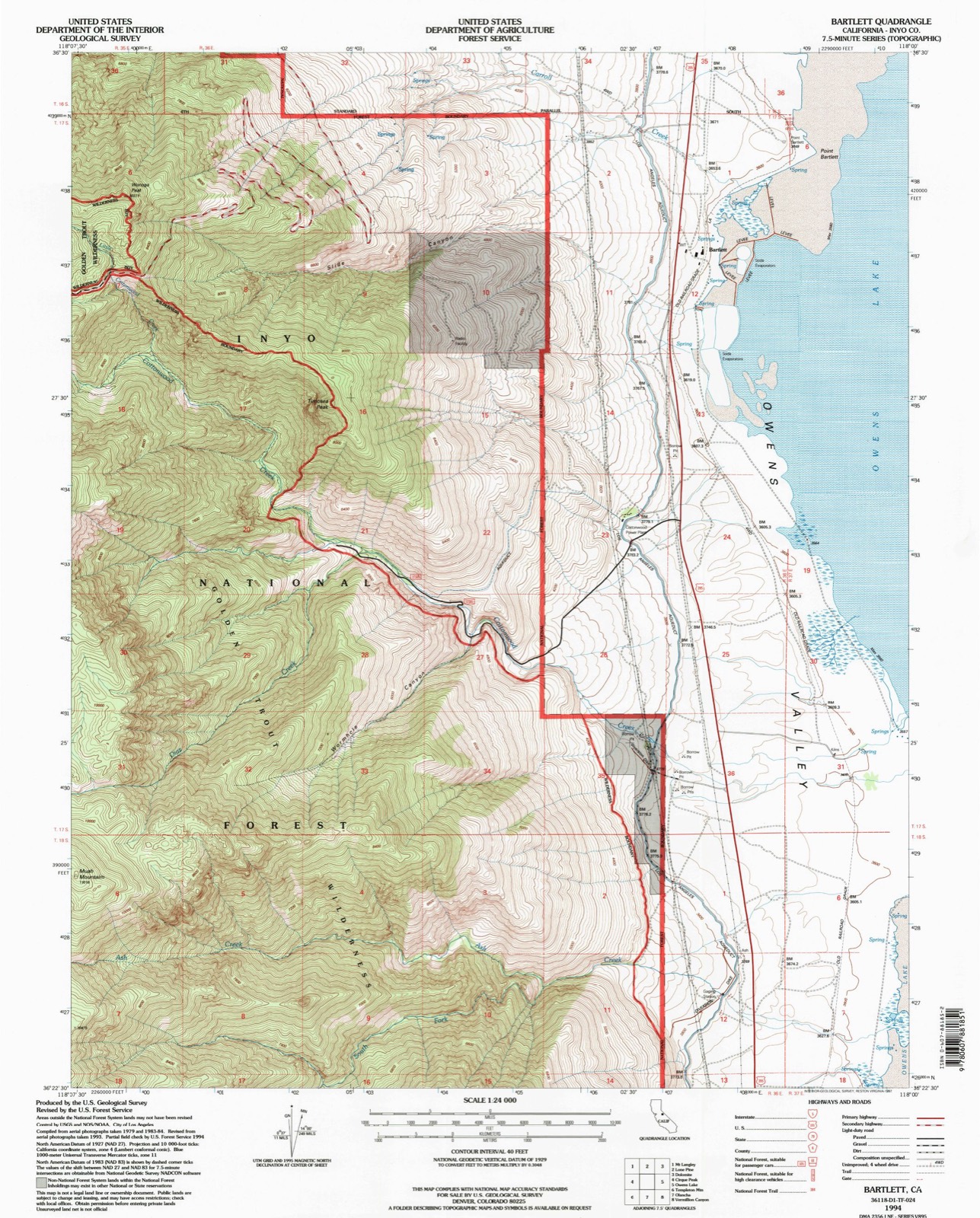Topographic sheet of Bartlett, surveyed 1994