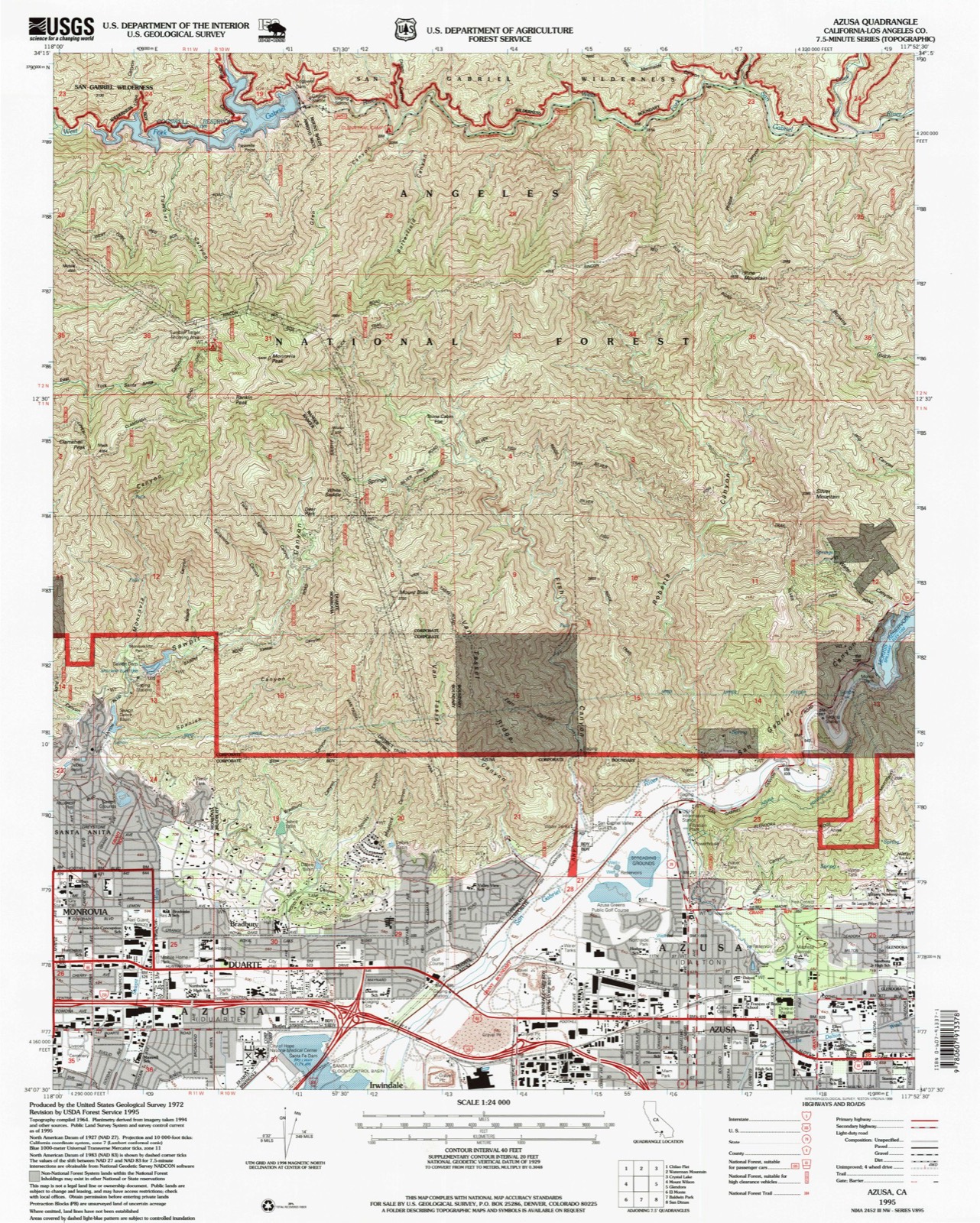 Topographic sheet of Bradbury, surveyed 1995