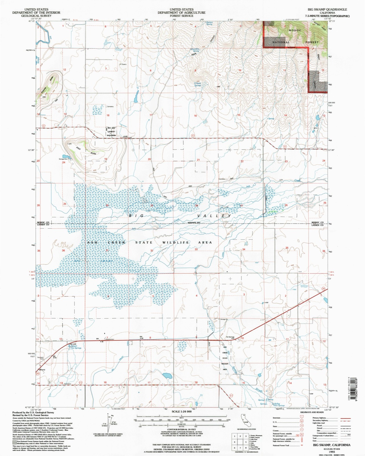 Topographic sheet of Hot Springs, surveyed 1993