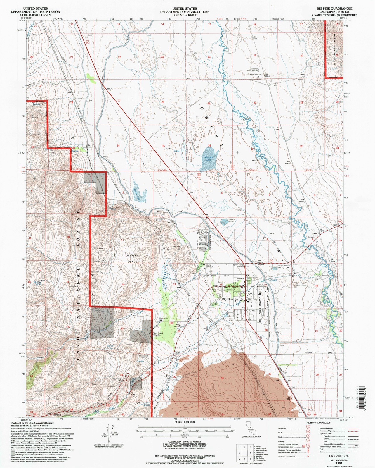 Topographic sheet of Big Pine, surveyed 1994