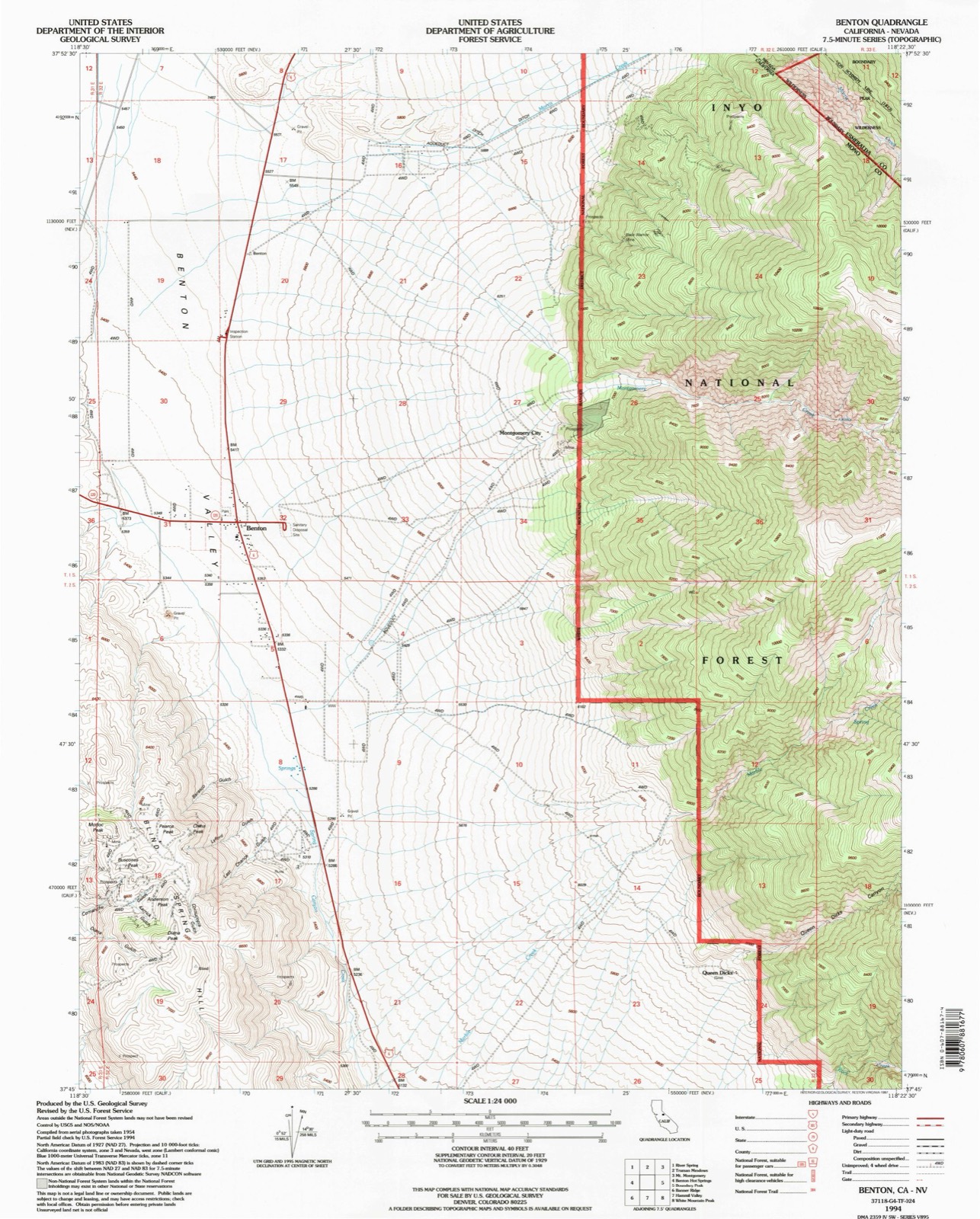 Topographic sheet of Montgomery City, surveyed 1994