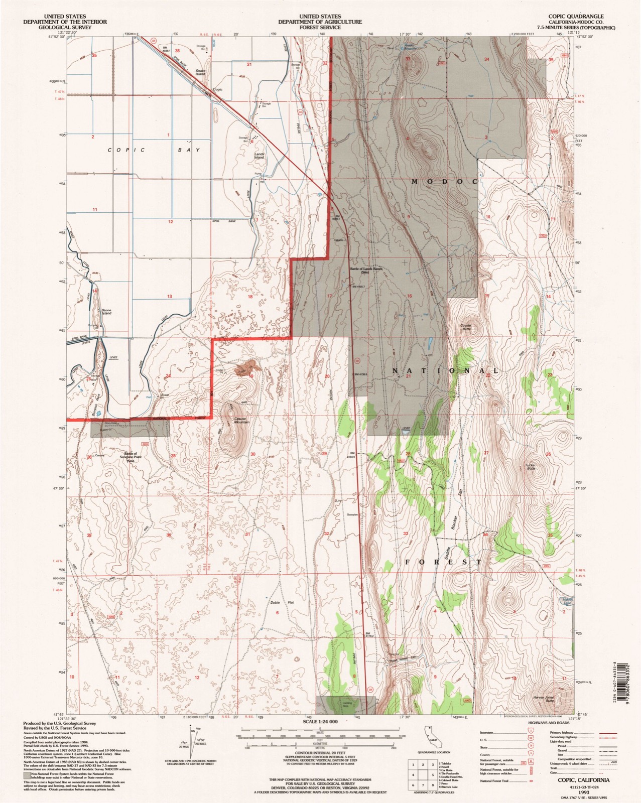 Topographic sheet of Copic, surveyed 1993