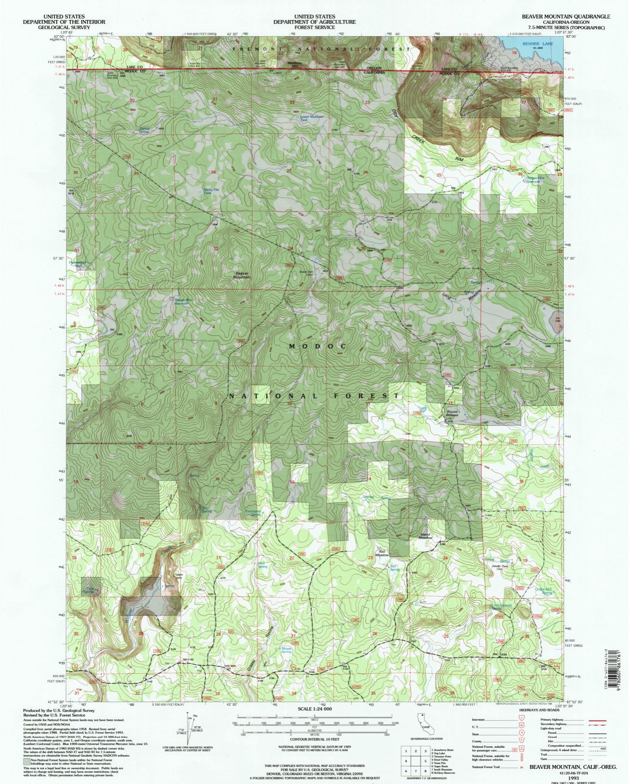 Topographic sheet of Grizzlie Place, surveyed 1993