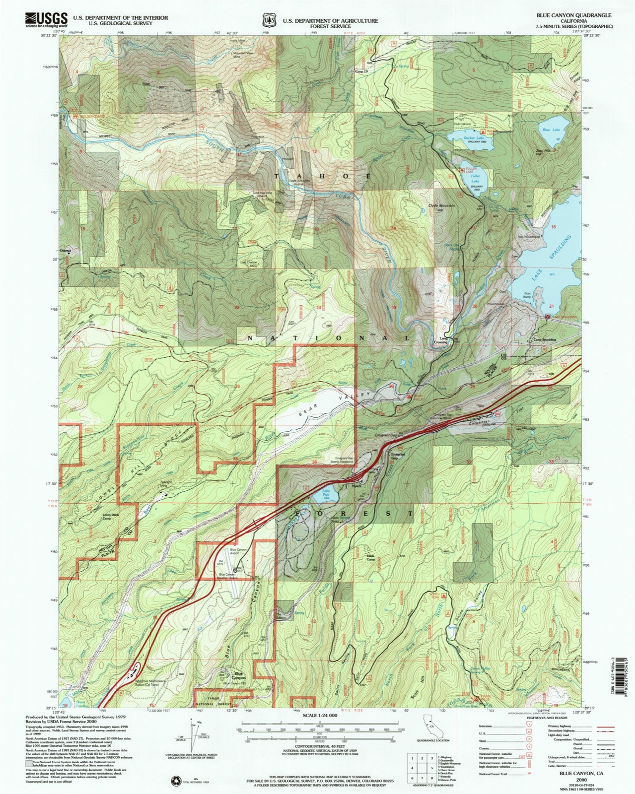 Topographic sheet of Bear Valley (historical), surveyed 2000