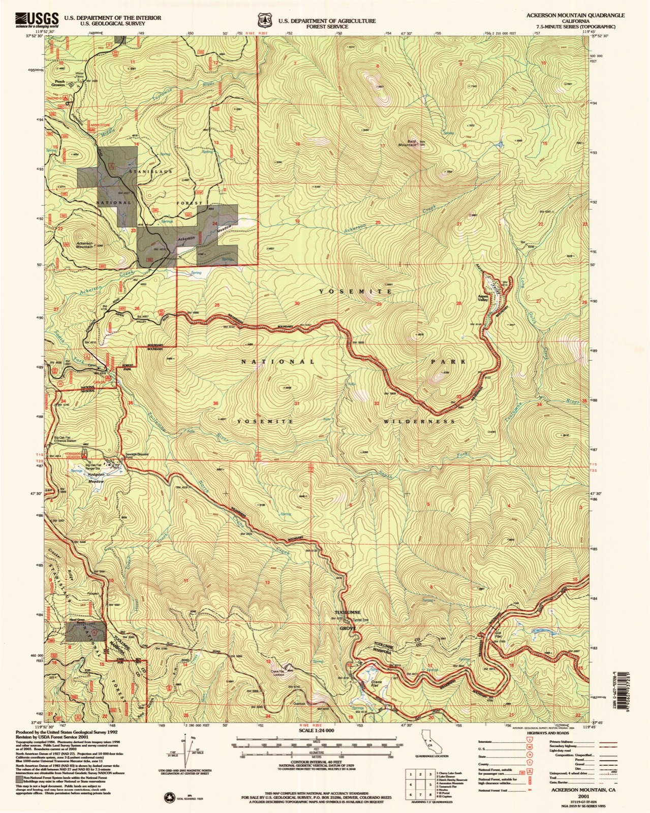 Topographic sheet of Aspen Valley, surveyed 2001