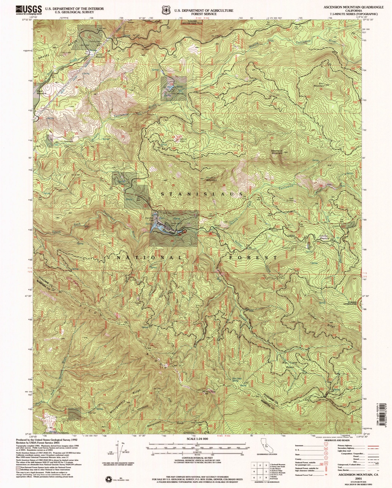 Topographic sheet of Harden Flat, surveyed 2001