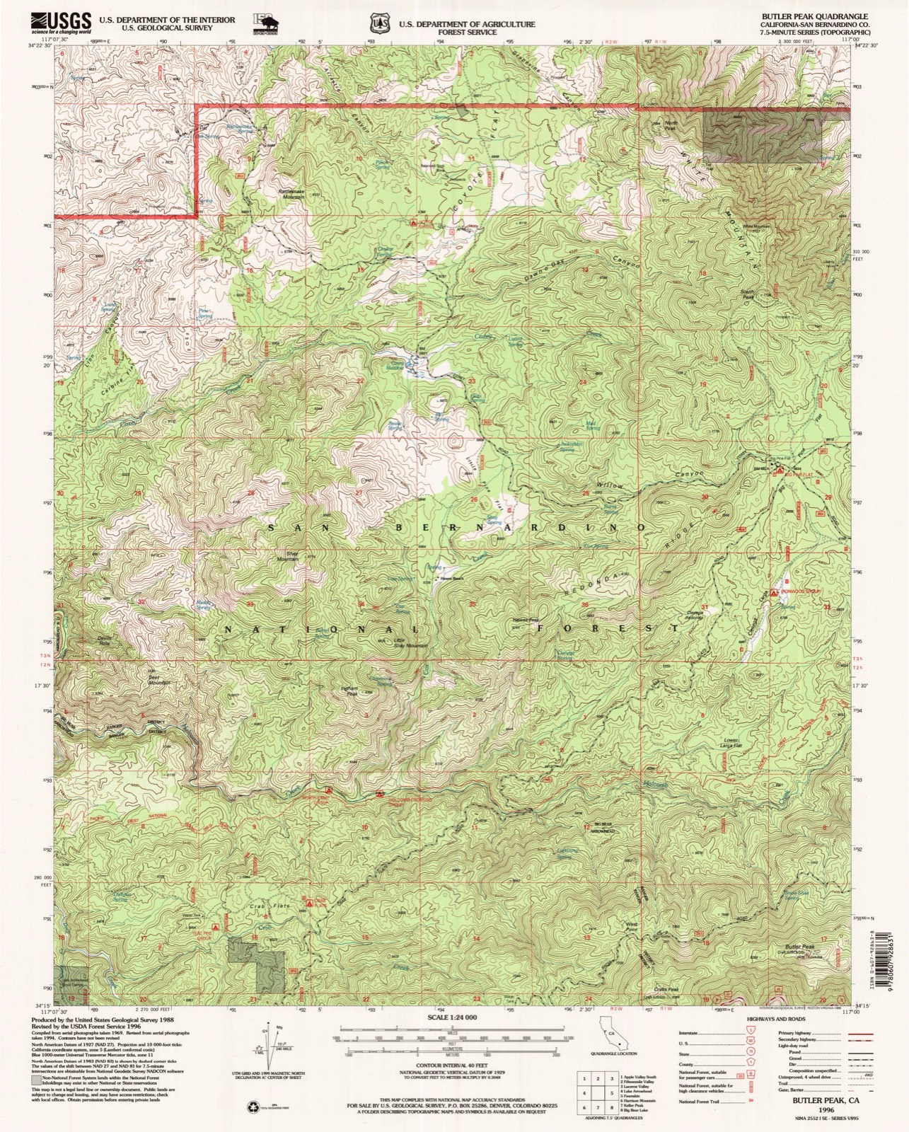 Topographic sheet of Oak Springs, surveyed 1996