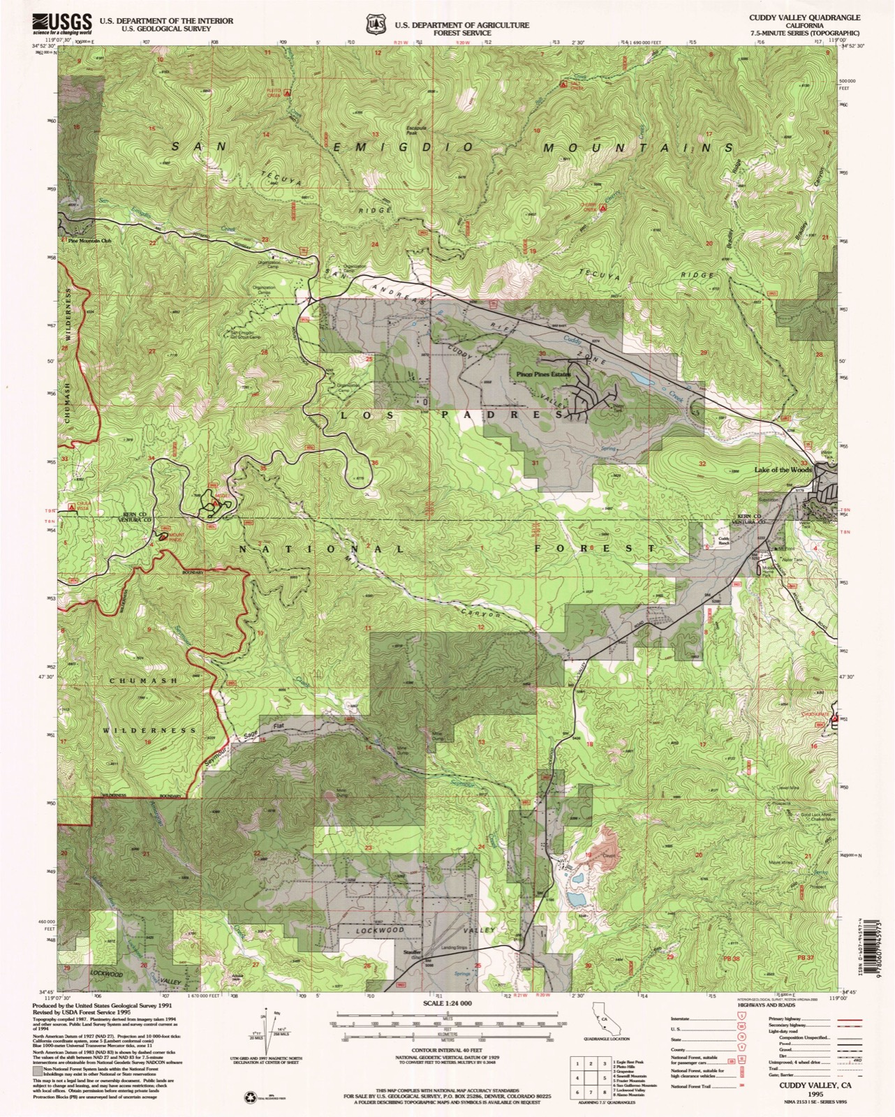 Topographic sheet of Pinon Pines Estates, surveyed 1995