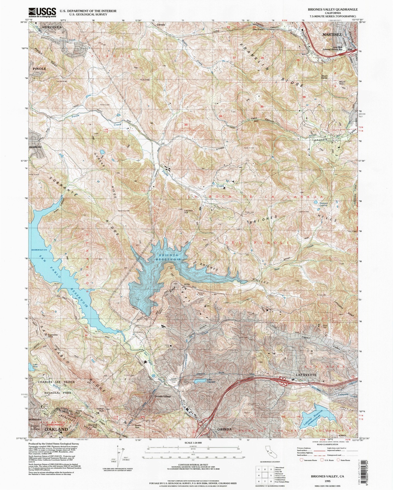 Topographic sheet of Orinda, surveyed 1995