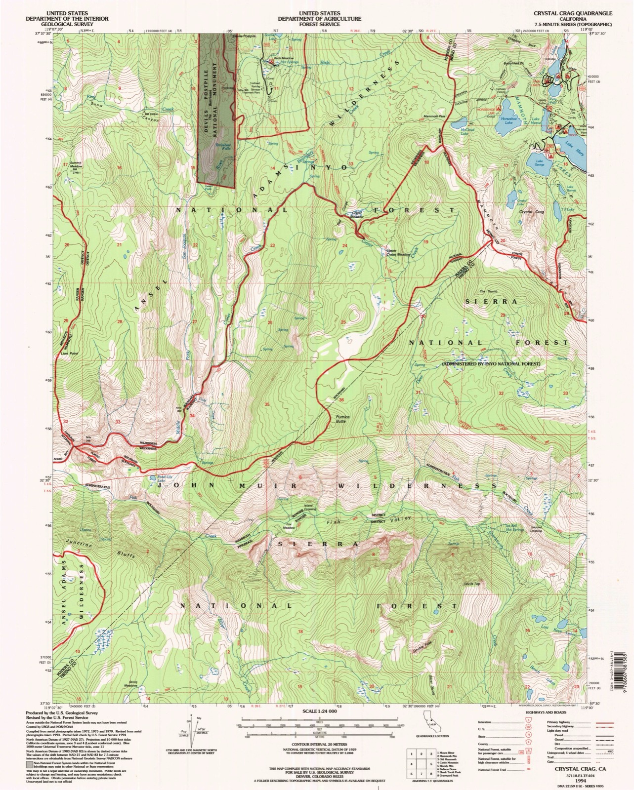 Topographic sheet of Lake Mary, surveyed 1994