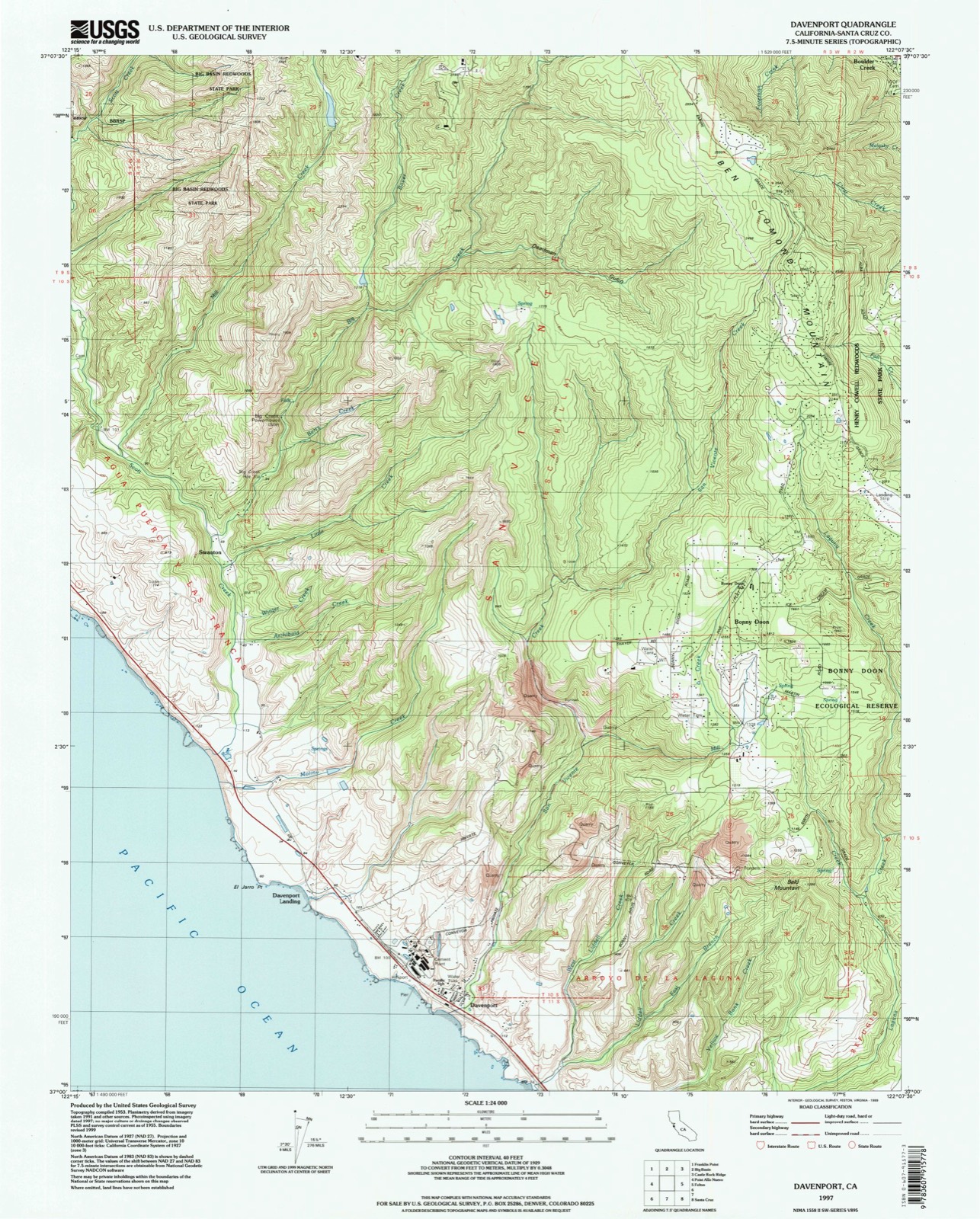 Topographic sheet of Swanton, surveyed 1997