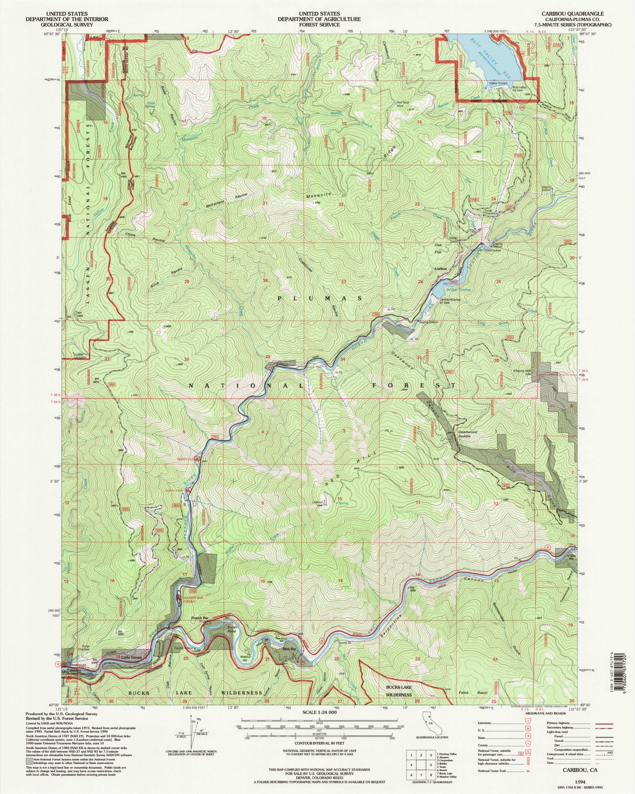 Topographic sheet of Belden, surveyed 1994