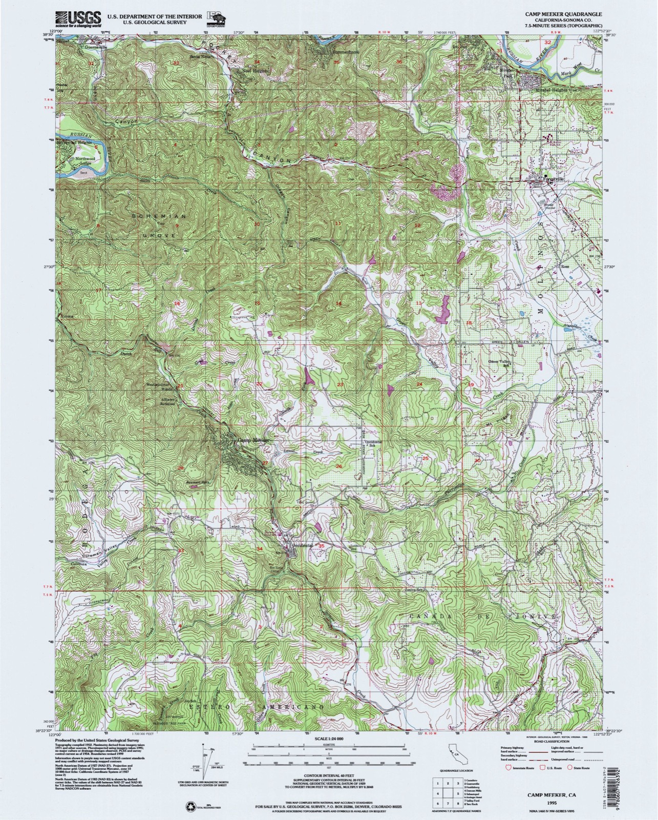 Topographic sheet of Forestville, surveyed 1995