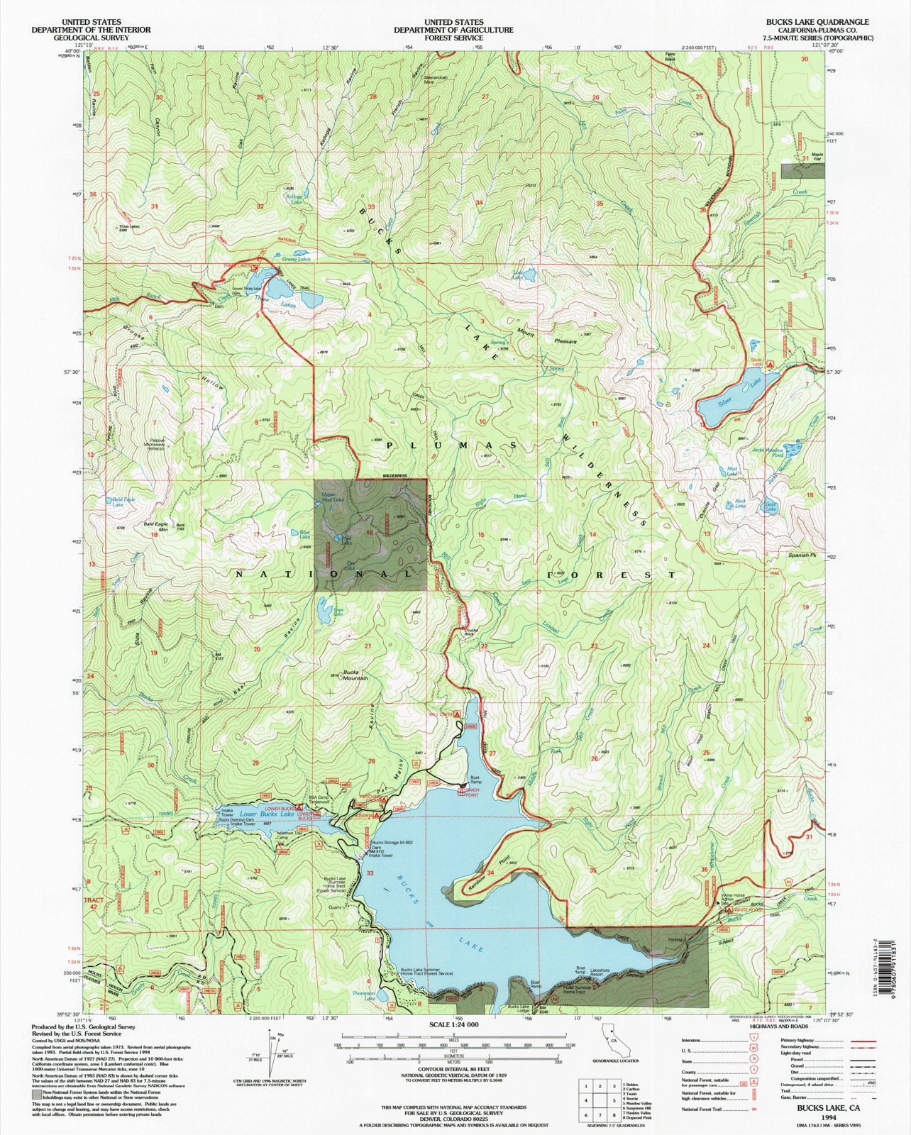Topographic sheet of Bucks Lodge, surveyed 1994