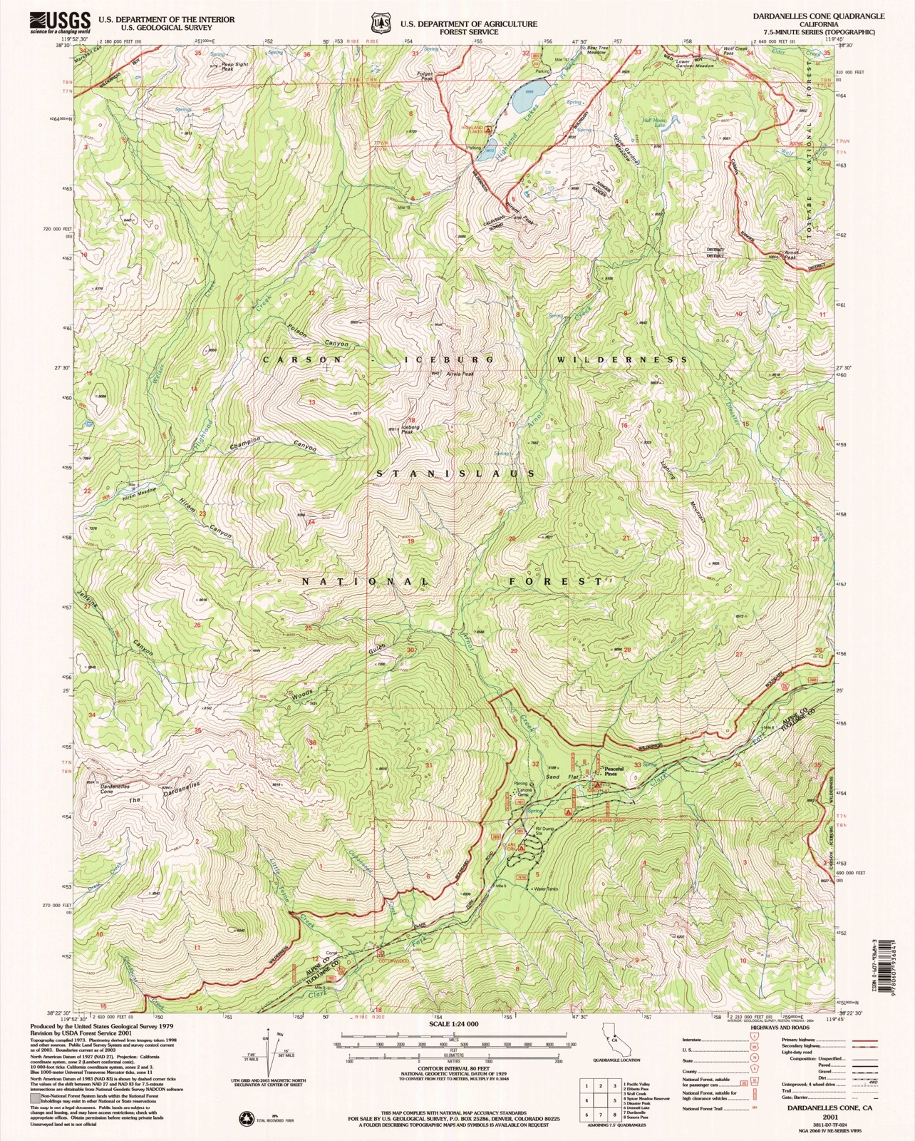 Topographic sheet of Peaceful Pines, surveyed 2001