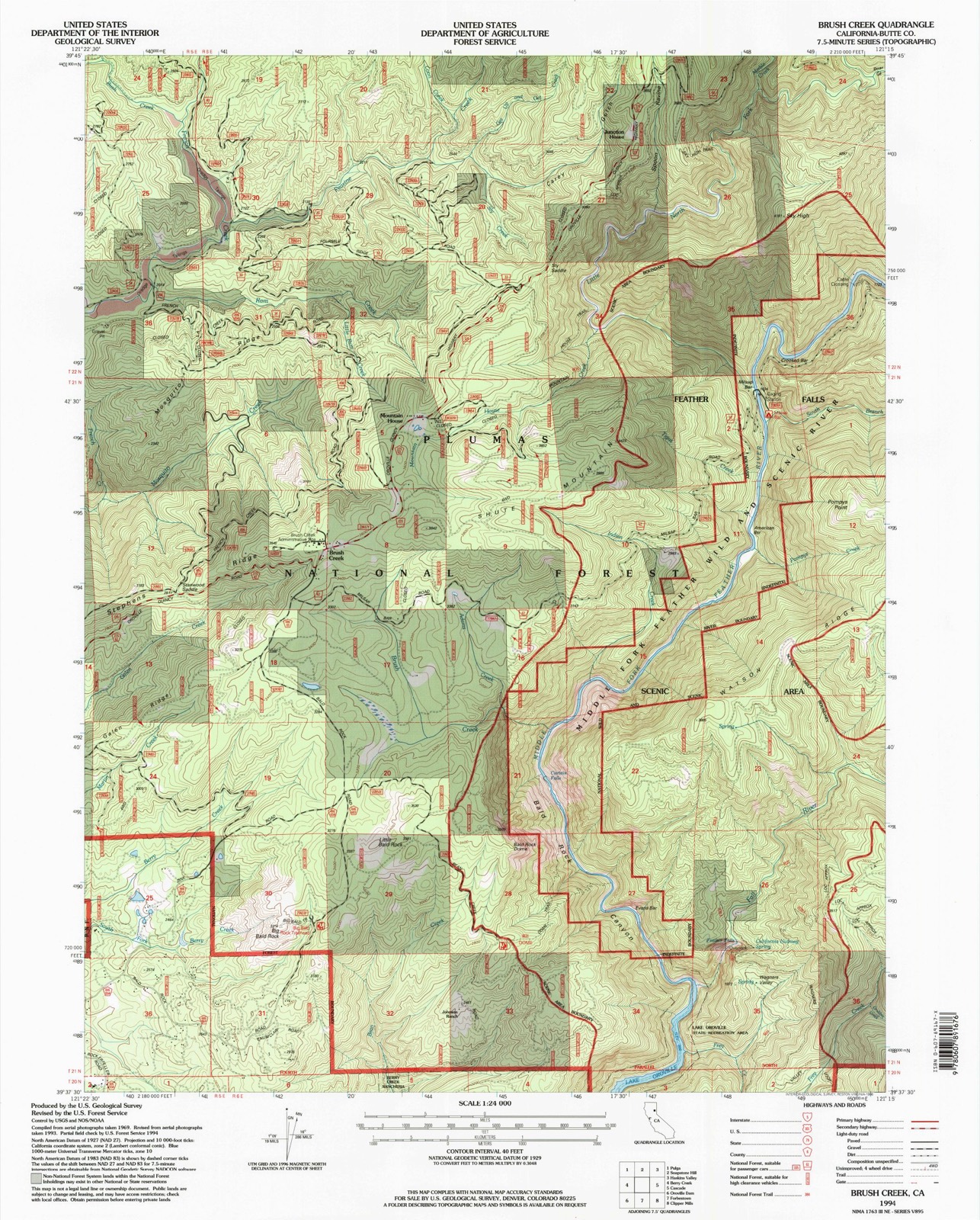 Topographic sheet covering Mountain House Historic District, surveyed 1994