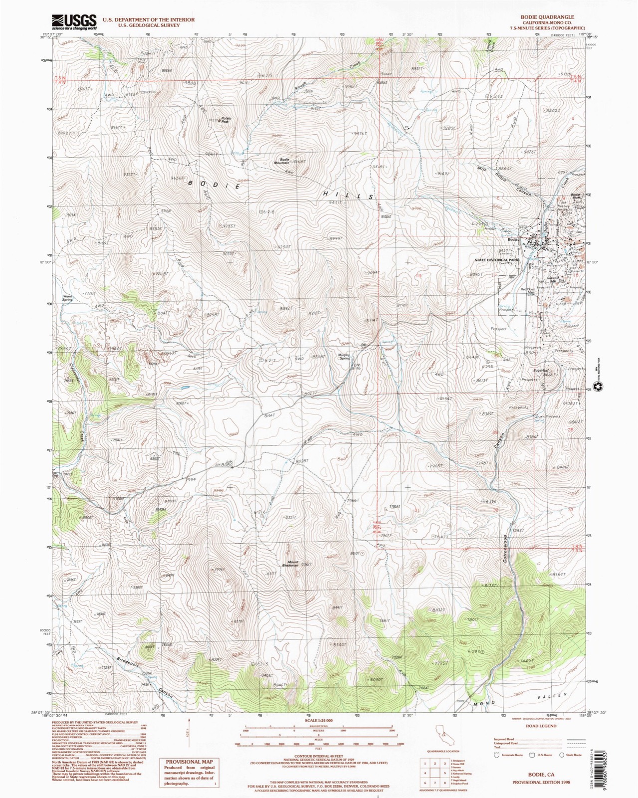 Topographic sheet covering Boone Store, surveyed 1998