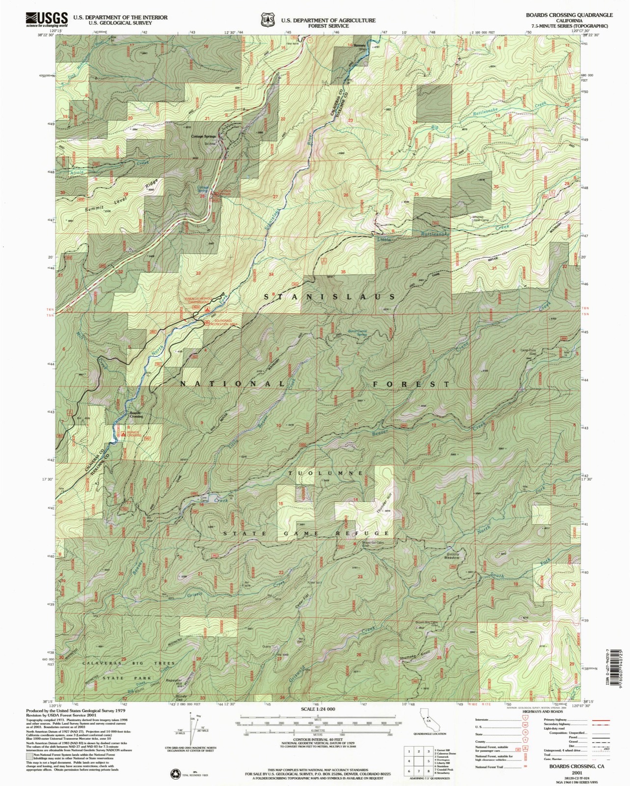 Topographic sheet of Boards Crossing, surveyed 2001