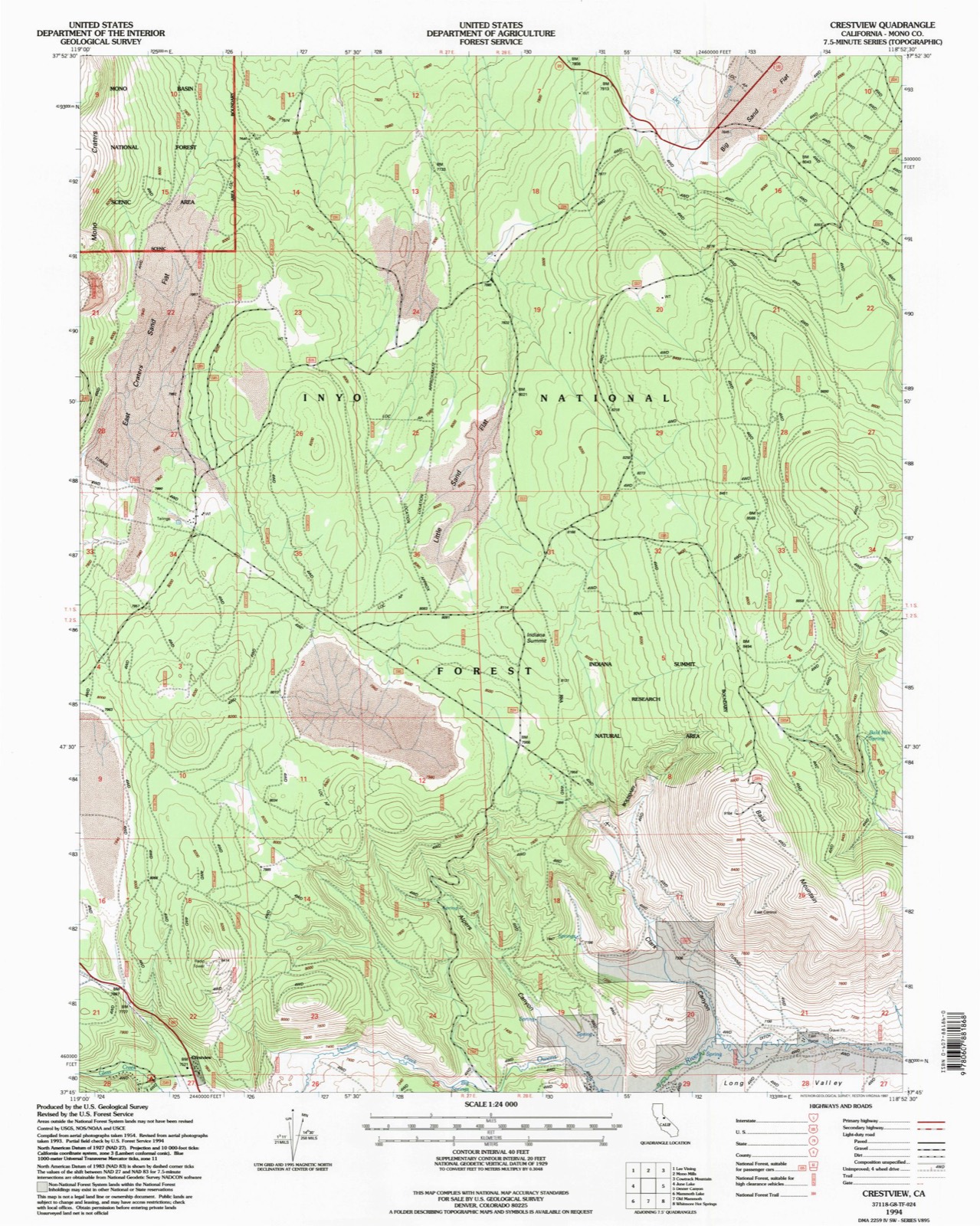 Topographic sheet of Crestview, surveyed 1994
