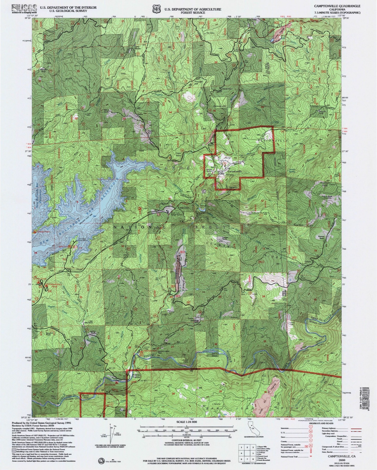 Topographic sheet of Camptonville, surveyed 2000