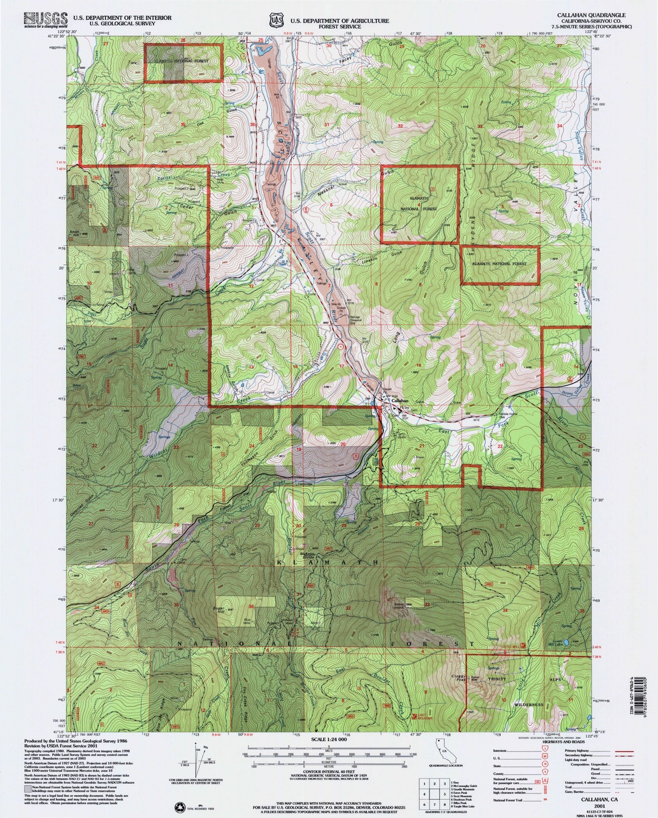 Topographic sheet of Callahan, surveyed 2001