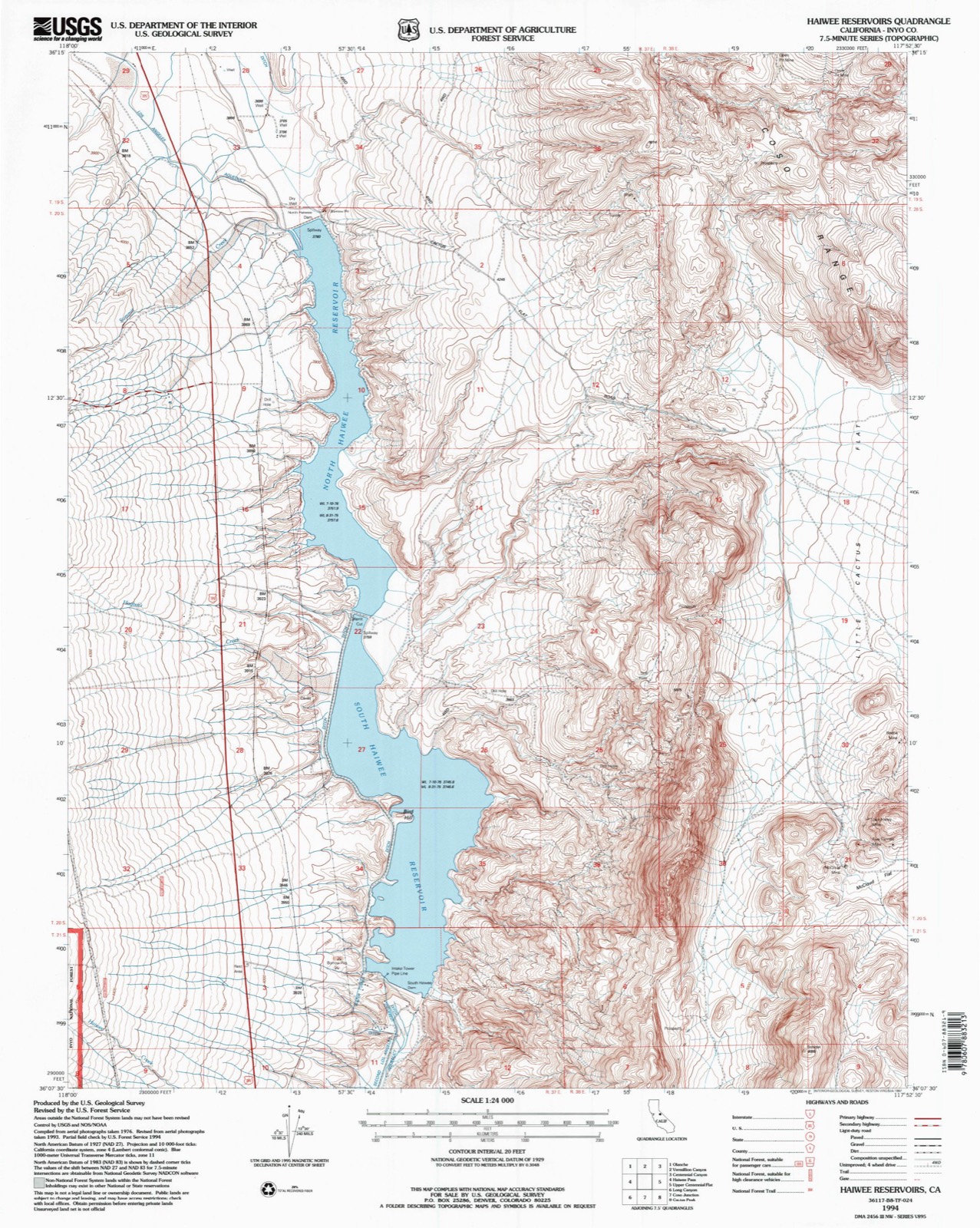 Topographic sheet of Haiwee, surveyed 1994