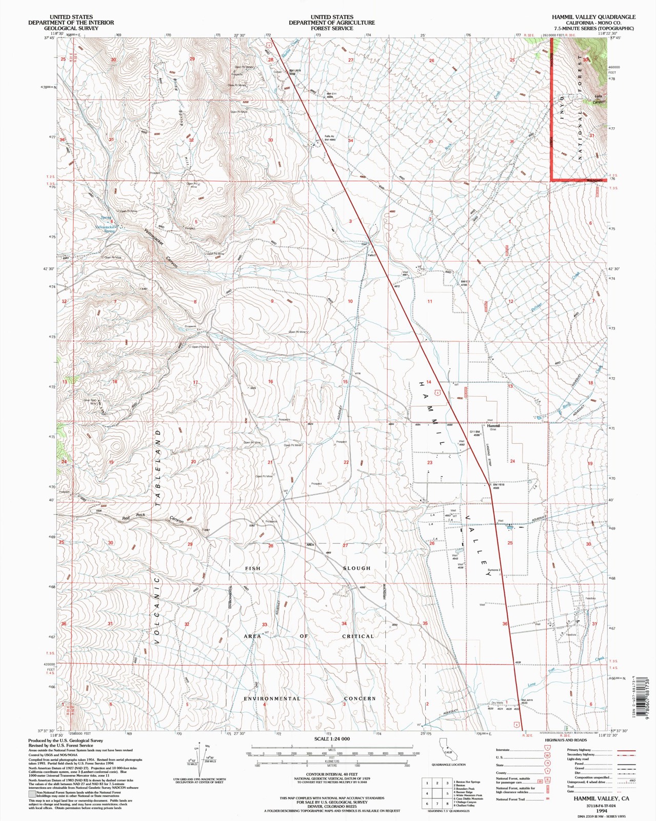 Topographic sheet of Hammil, surveyed 1994