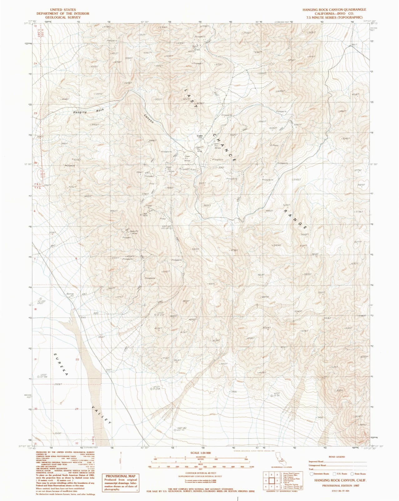 Topographic sheet of Crater, surveyed 1987