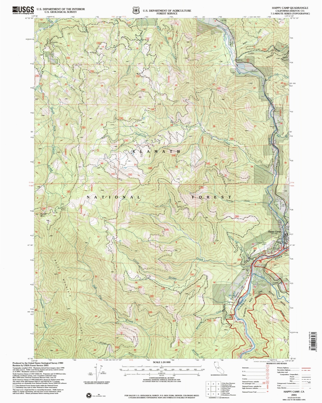 Topographic sheet of Happy Camp, surveyed 2001