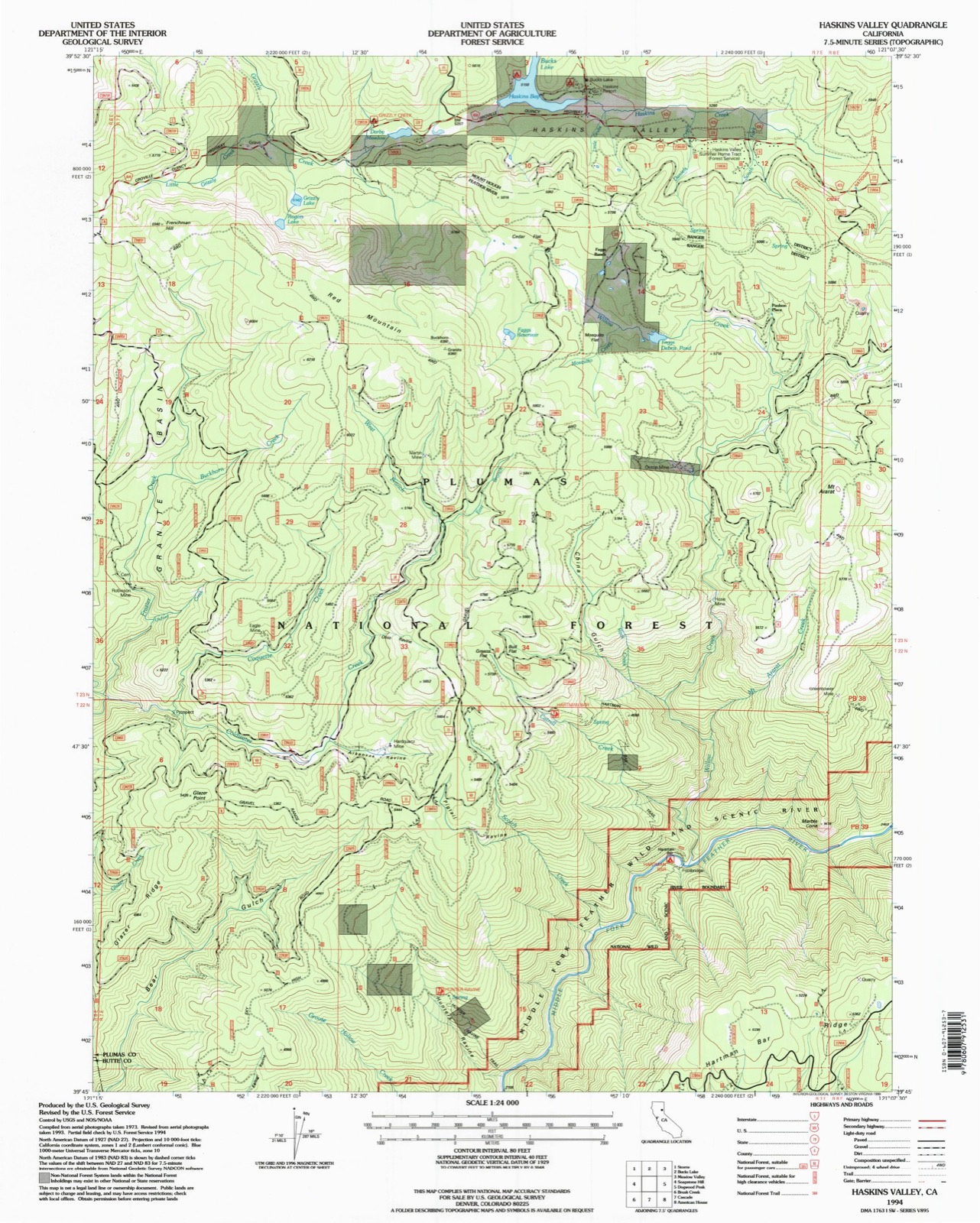 Topographic sheet of Bucks Lake, surveyed 1994