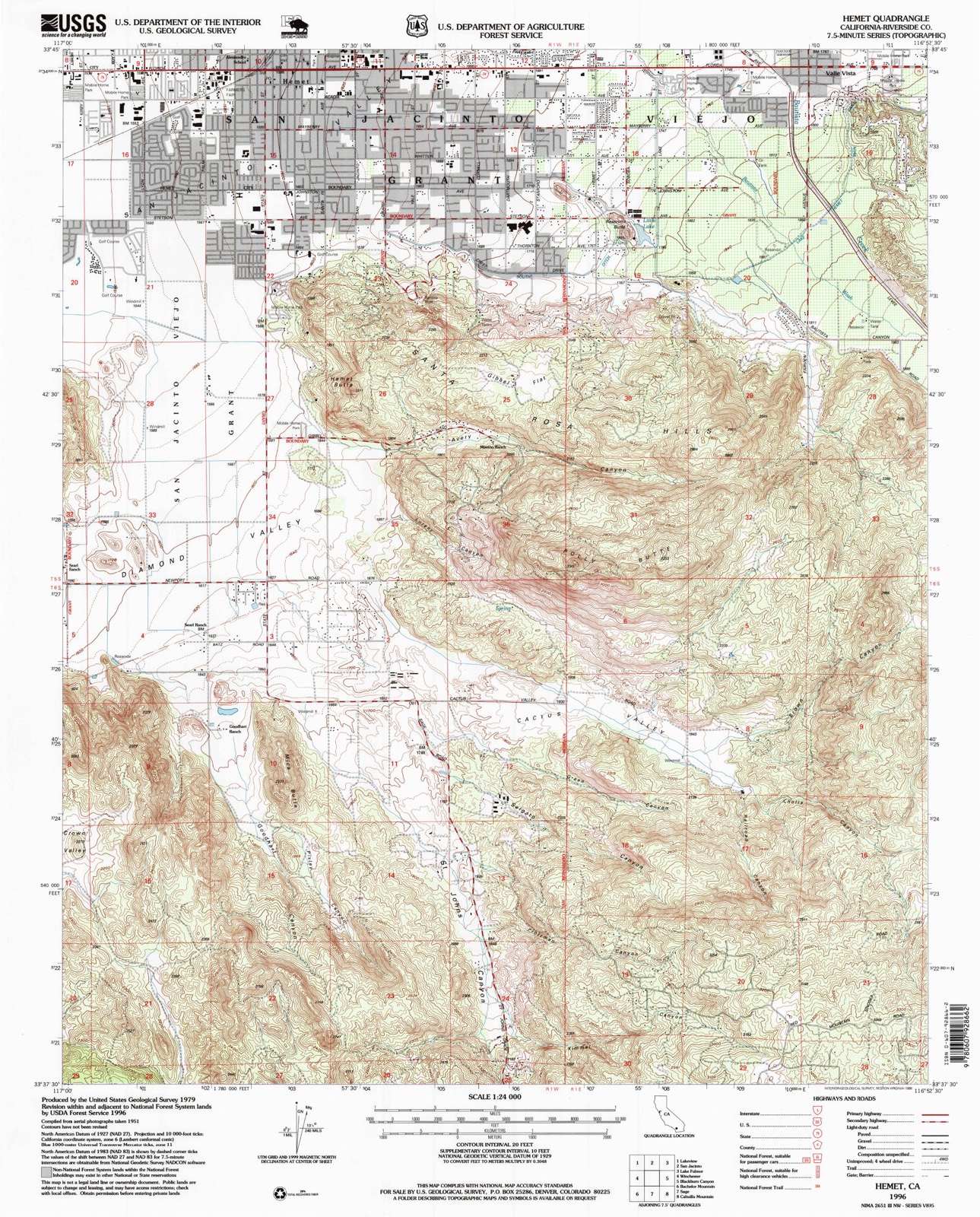 Topographic sheet of Ramona Bowl, surveyed 1996
