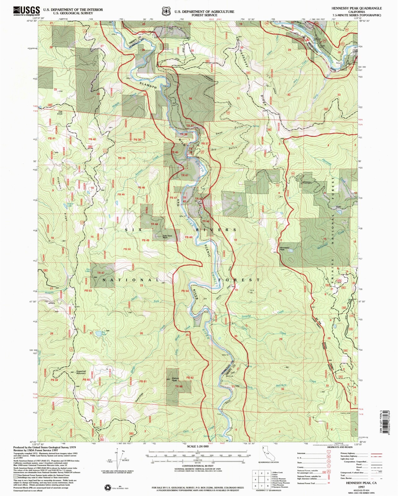 Topographic sheet of Hawkins Bar, surveyed 1997
