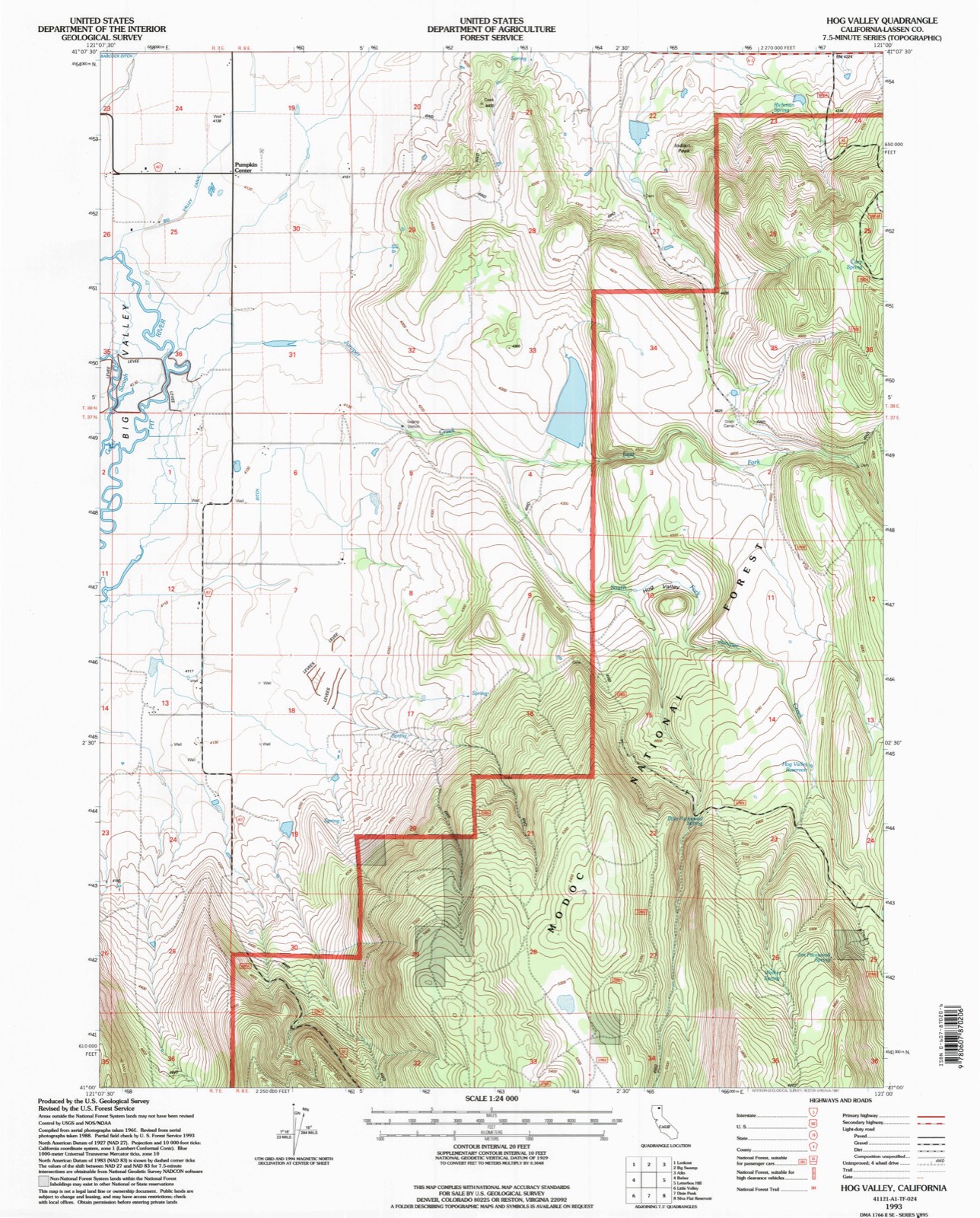 Topographic sheet of Pumpkin Center, surveyed 1993