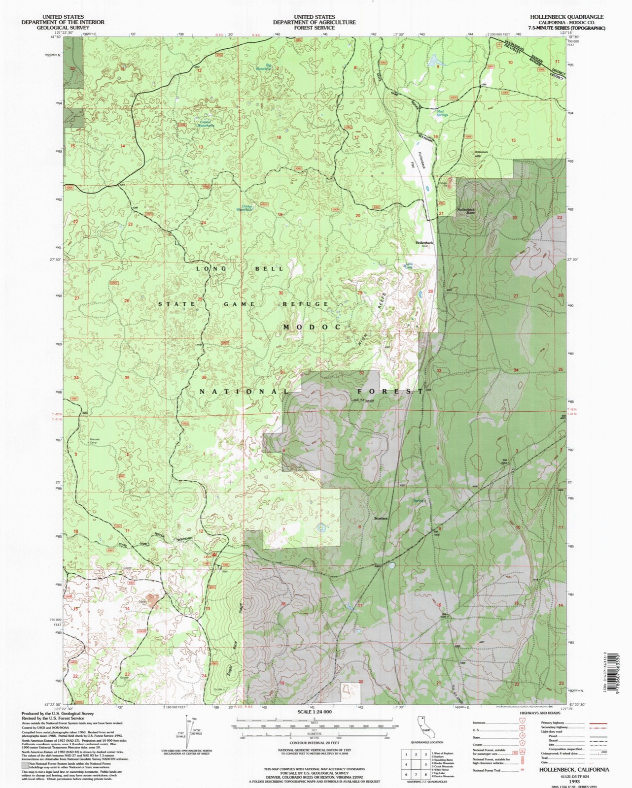 Topographic sheet of Hollenbeck (historical), surveyed 1993
