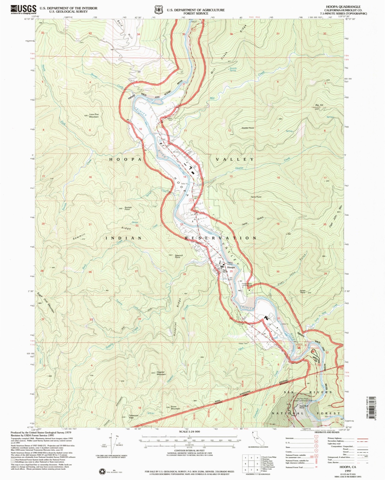 Topographic sheet of Hoopa, surveyed 1997