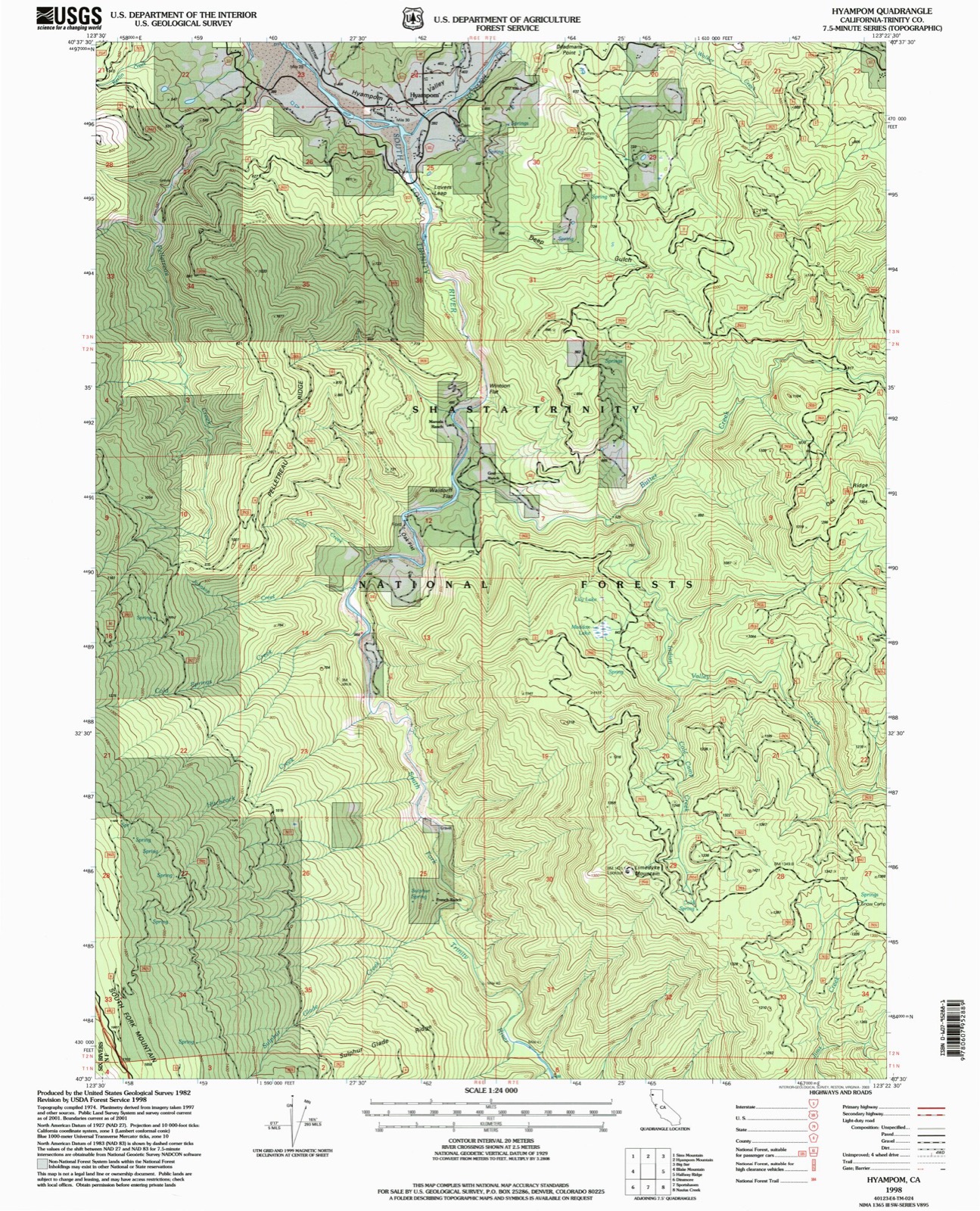 Topographic sheet of Hyampom, surveyed 1998