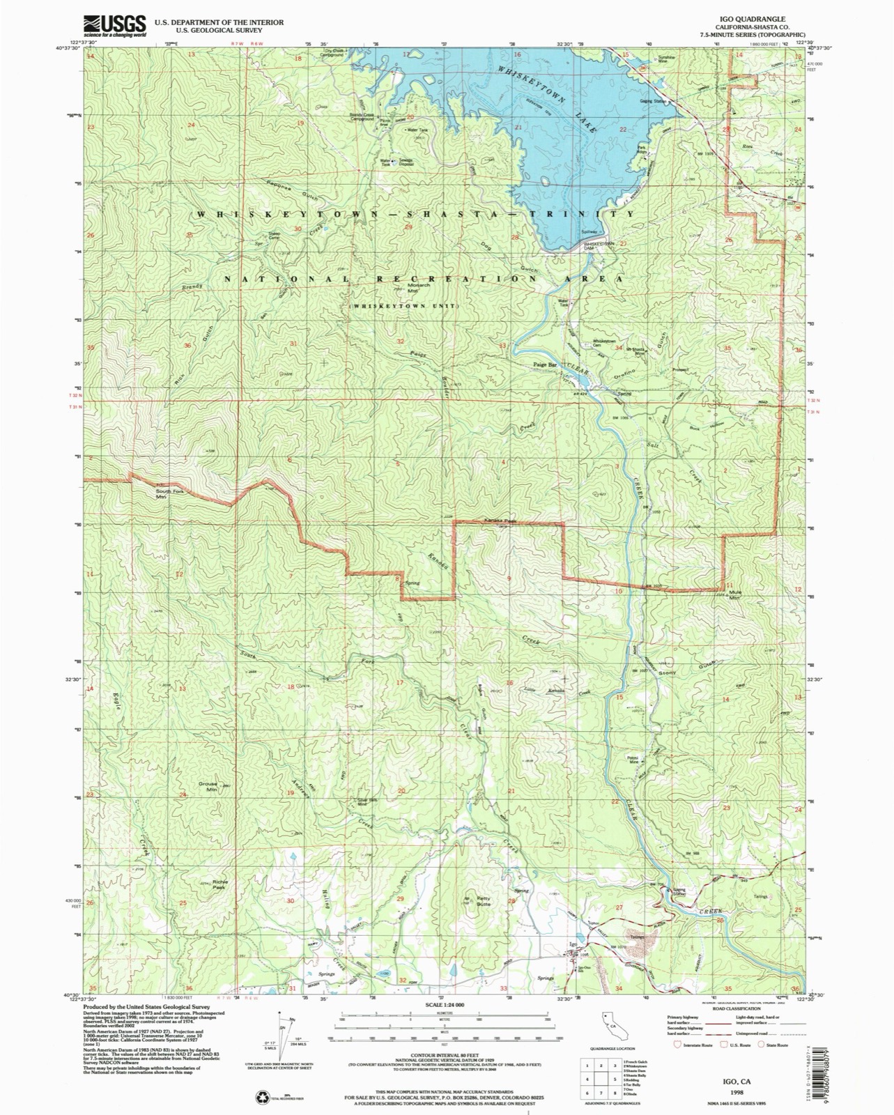 Topographic sheet of Paige Bar, surveyed 1998