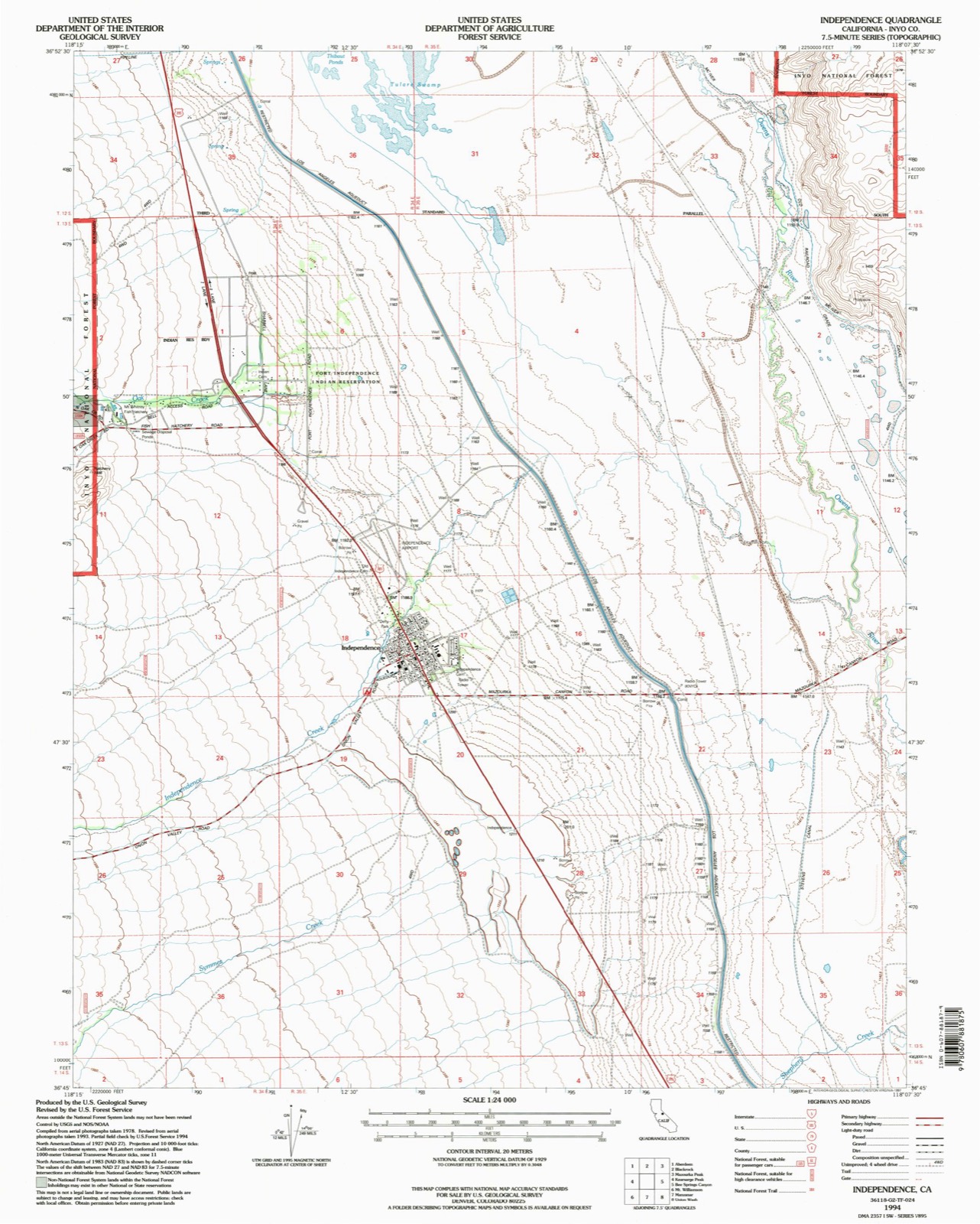Topographic sheet of Independence, surveyed 1994