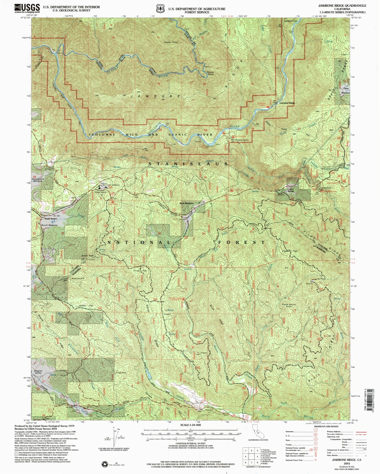 Topographic sheet covering Big Gap Flume, surveyed 2001