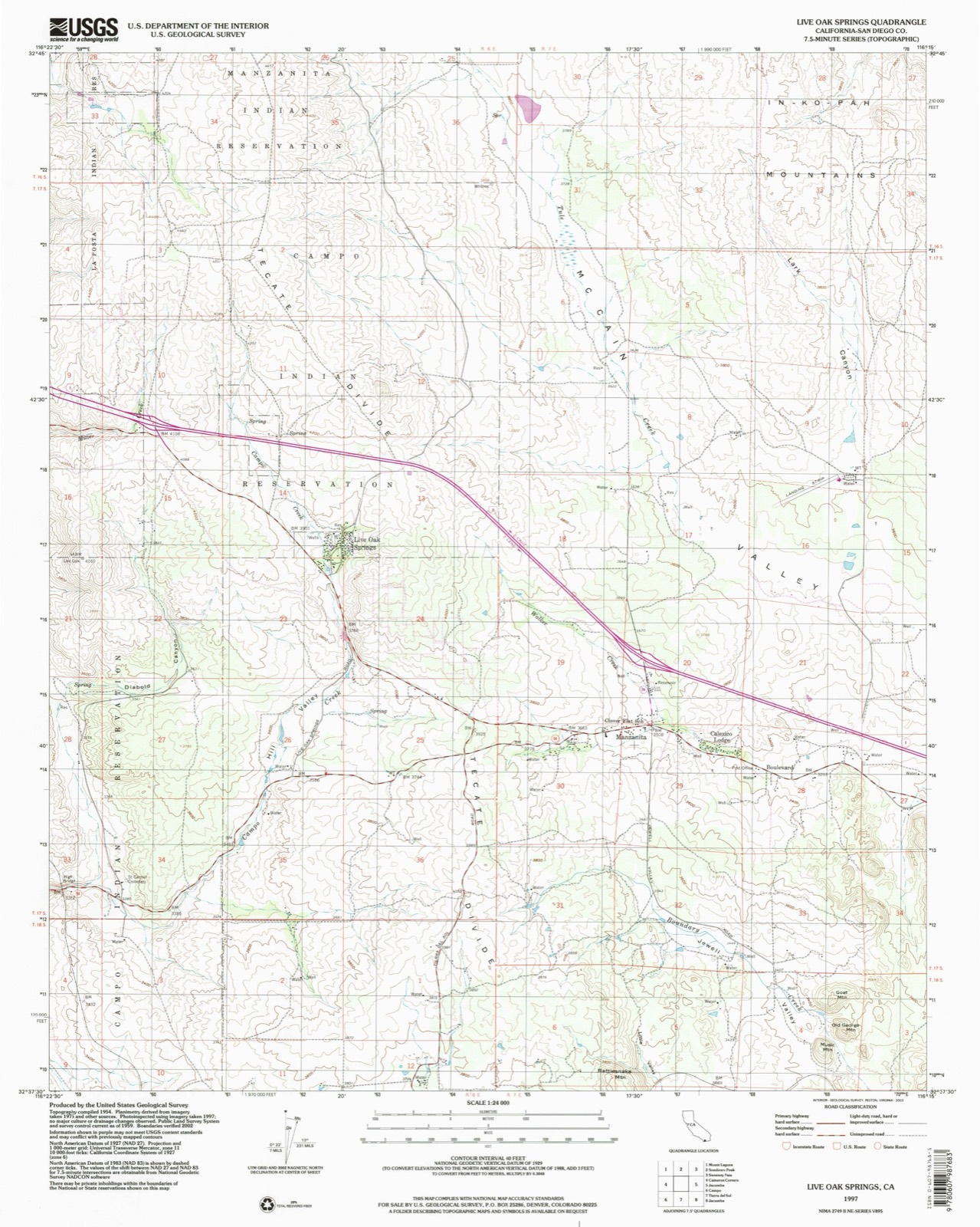 Topographic sheet of Calexico Lodge, surveyed 1997