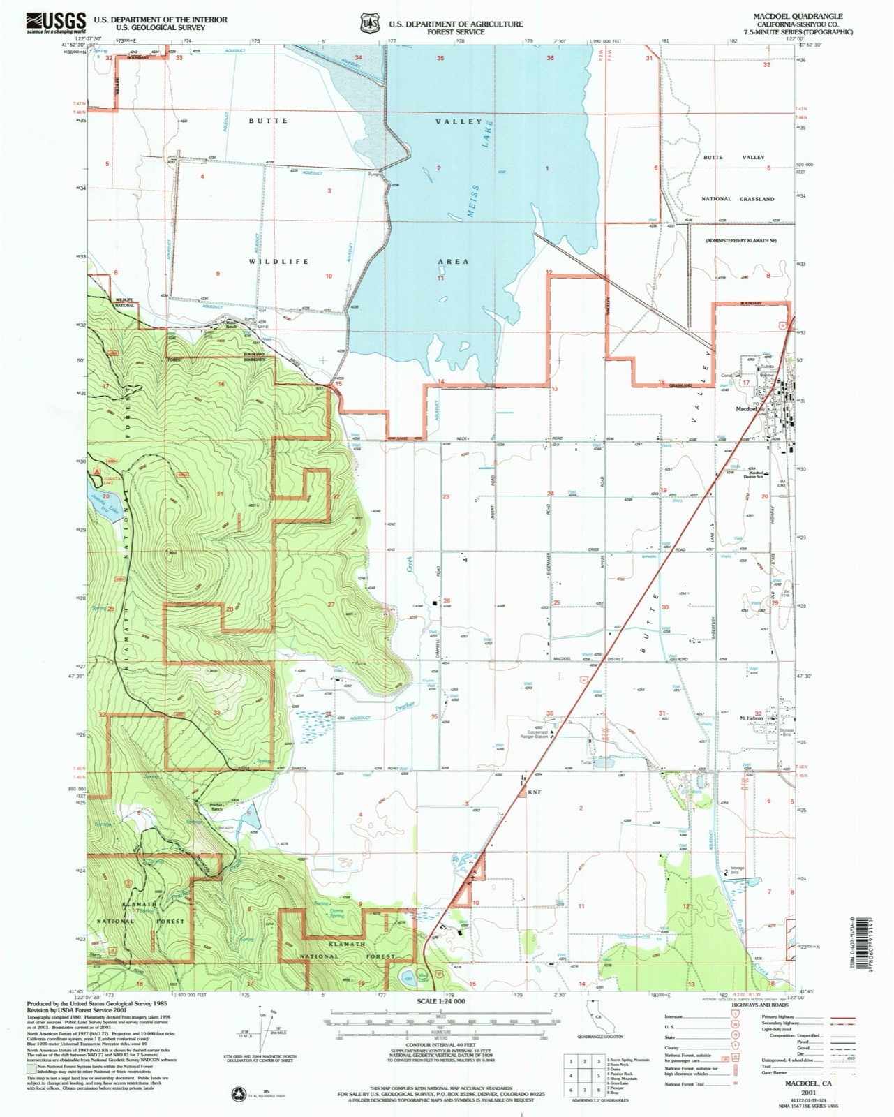 Topographic sheet of Macdoel, surveyed 2001