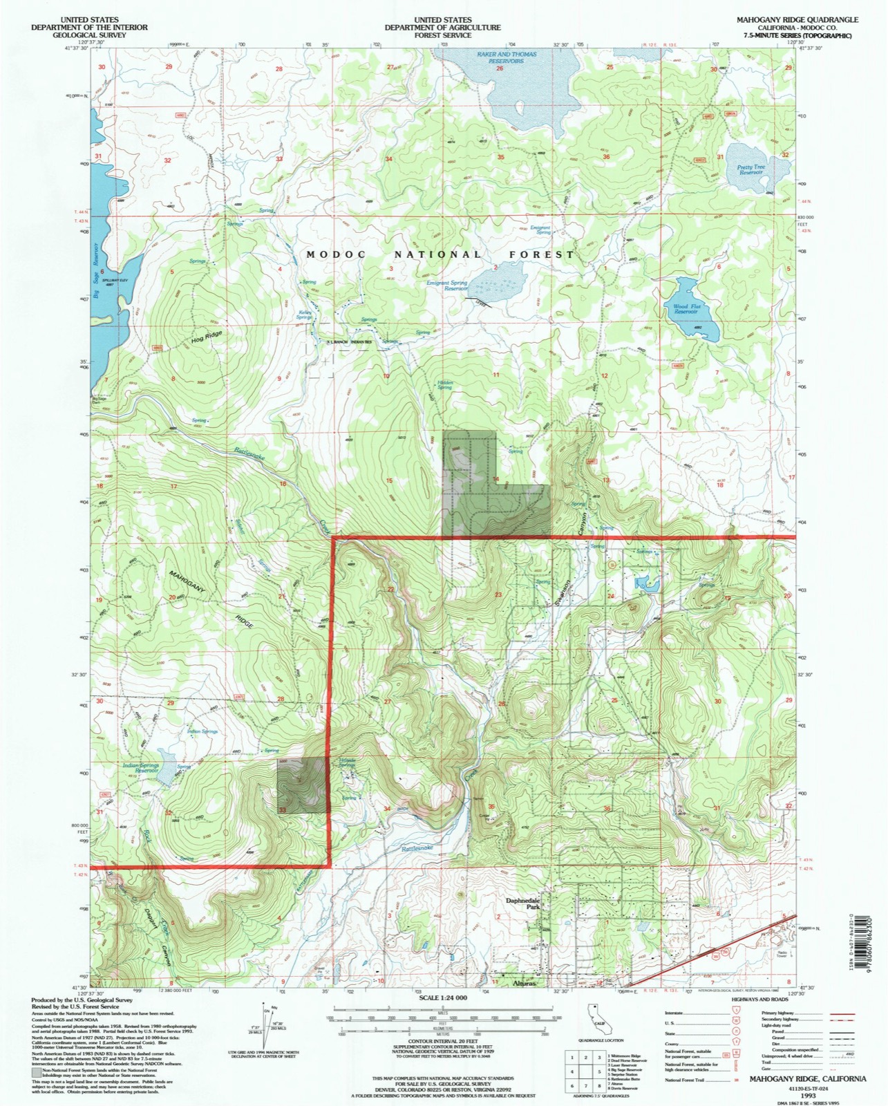 Topographic sheet of Daphnedale Park, surveyed 1993