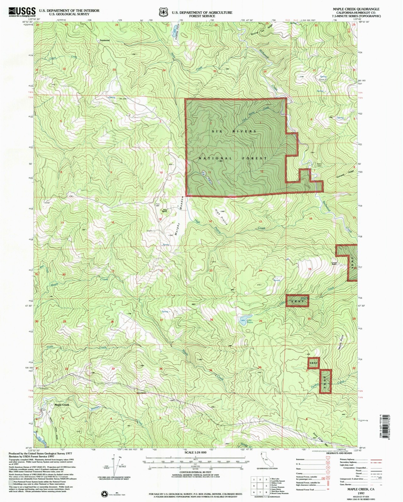 Topographic sheet of Maple Creek, surveyed 1997